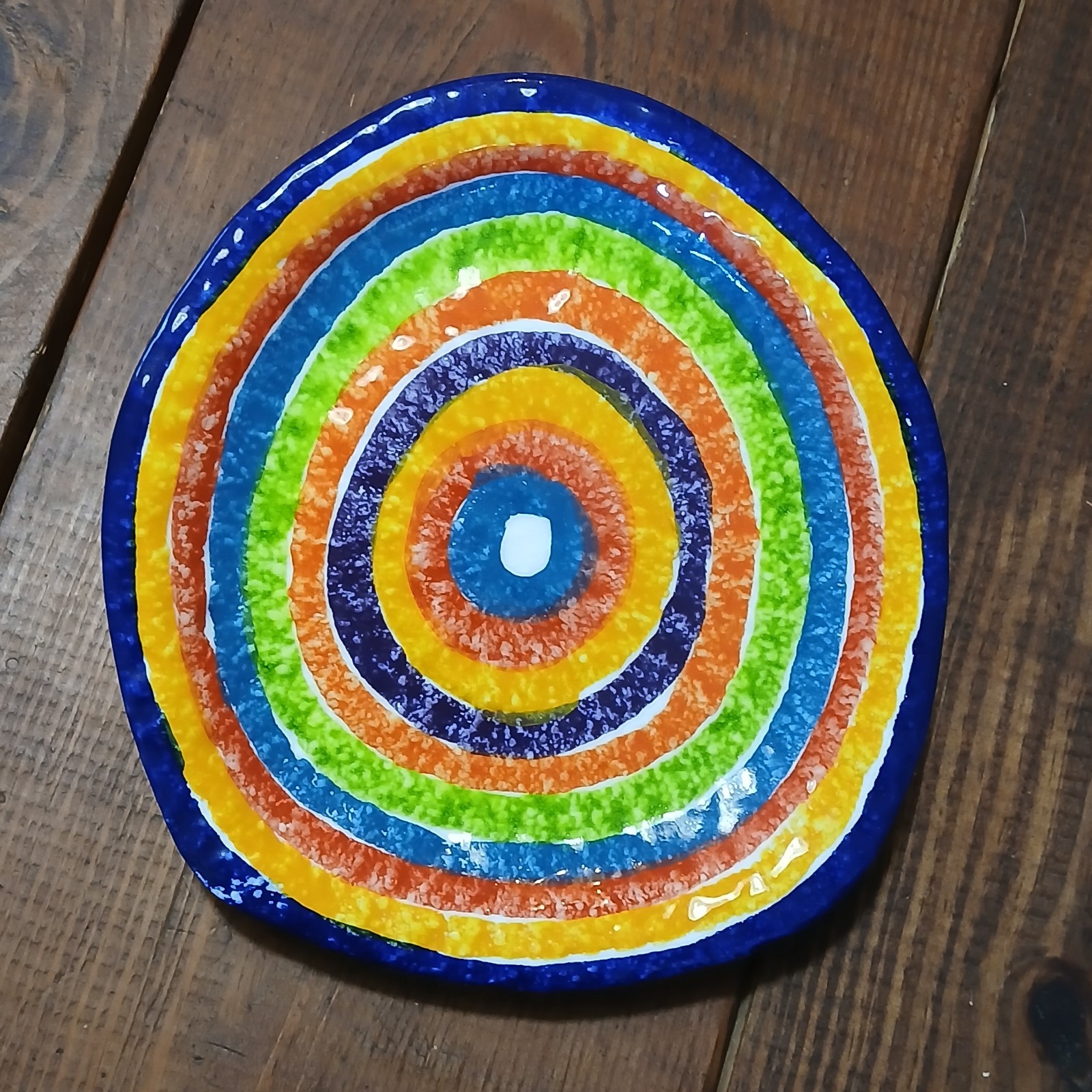 Vintage G. Venzo Bassano Italy Ceramic Rainbow Asymmetrical Plate Set 4pc 9″