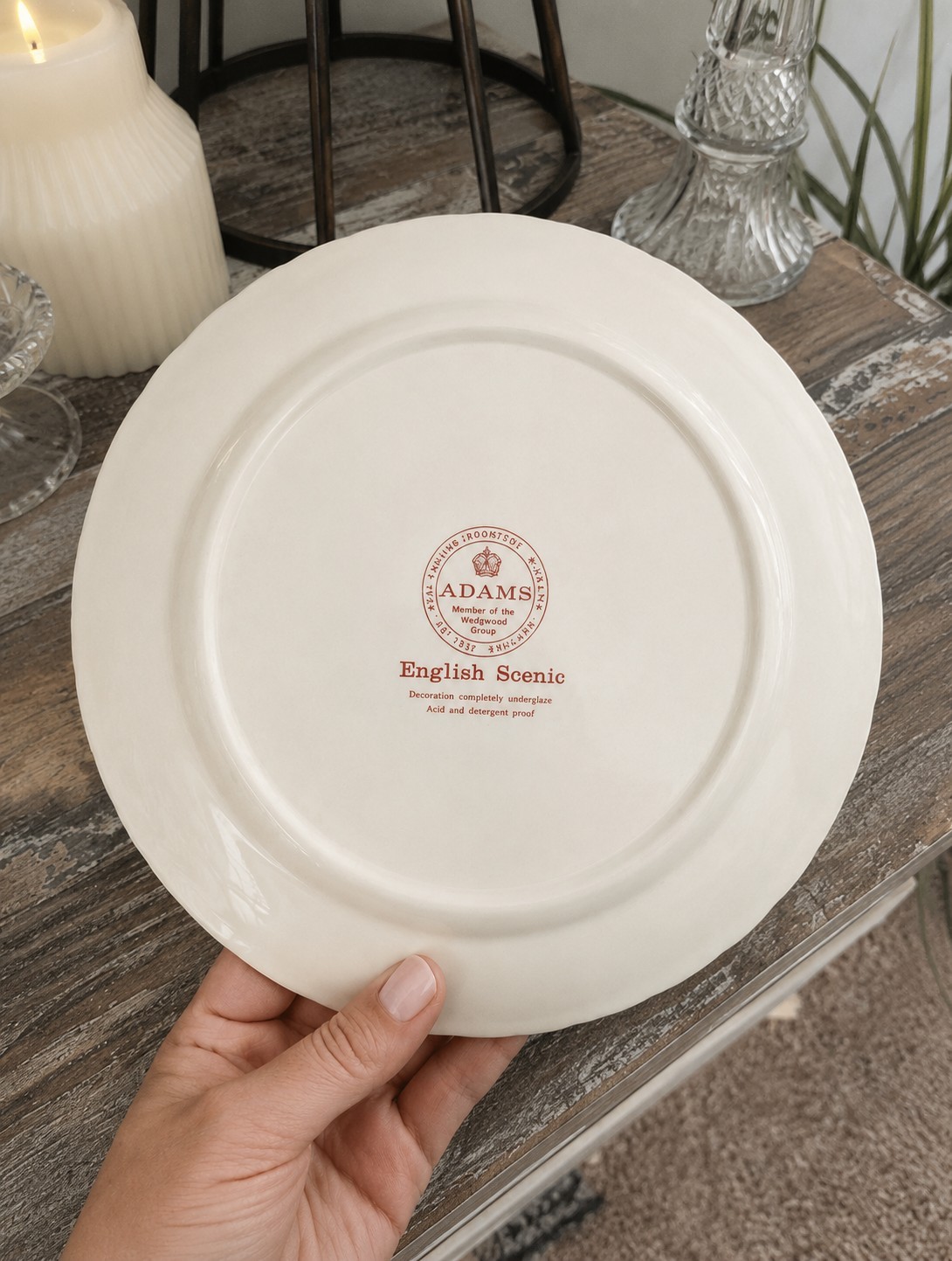 Vintage Adams English Scenic Red Transferware Ironstone Plate | Made in England