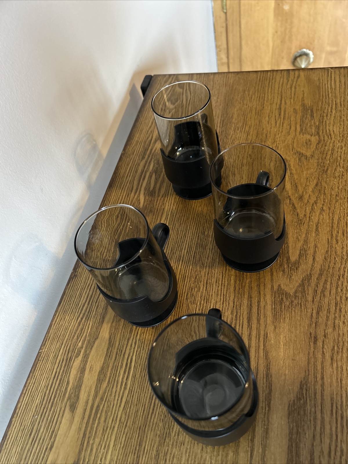 Vintage Corning Ware MCM glass-snap coffee stemless wine cups hot/cold set of 4