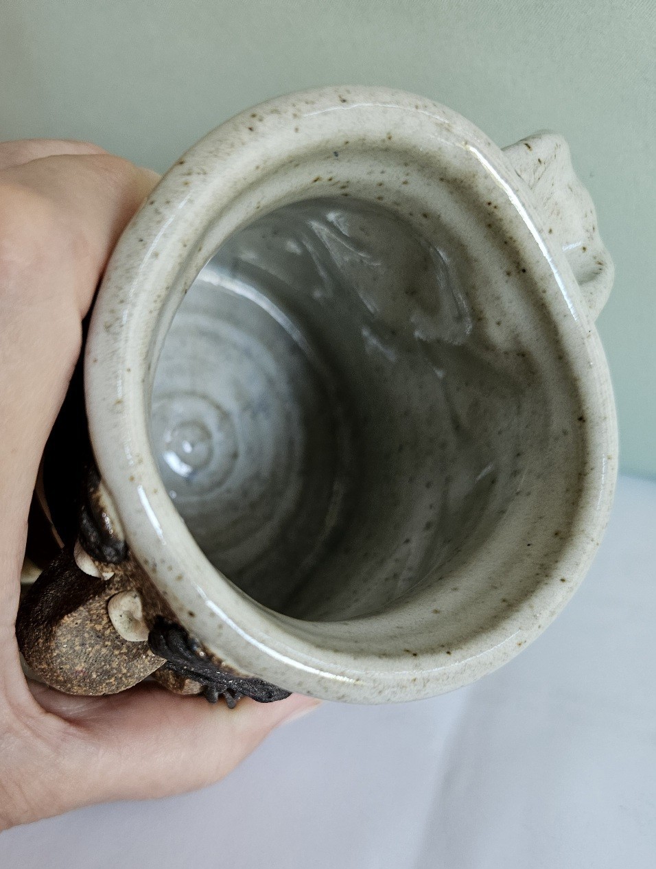 Vintage Ugly Face Mug Handmade Pottery 3D Funny Smile Coffee Cup