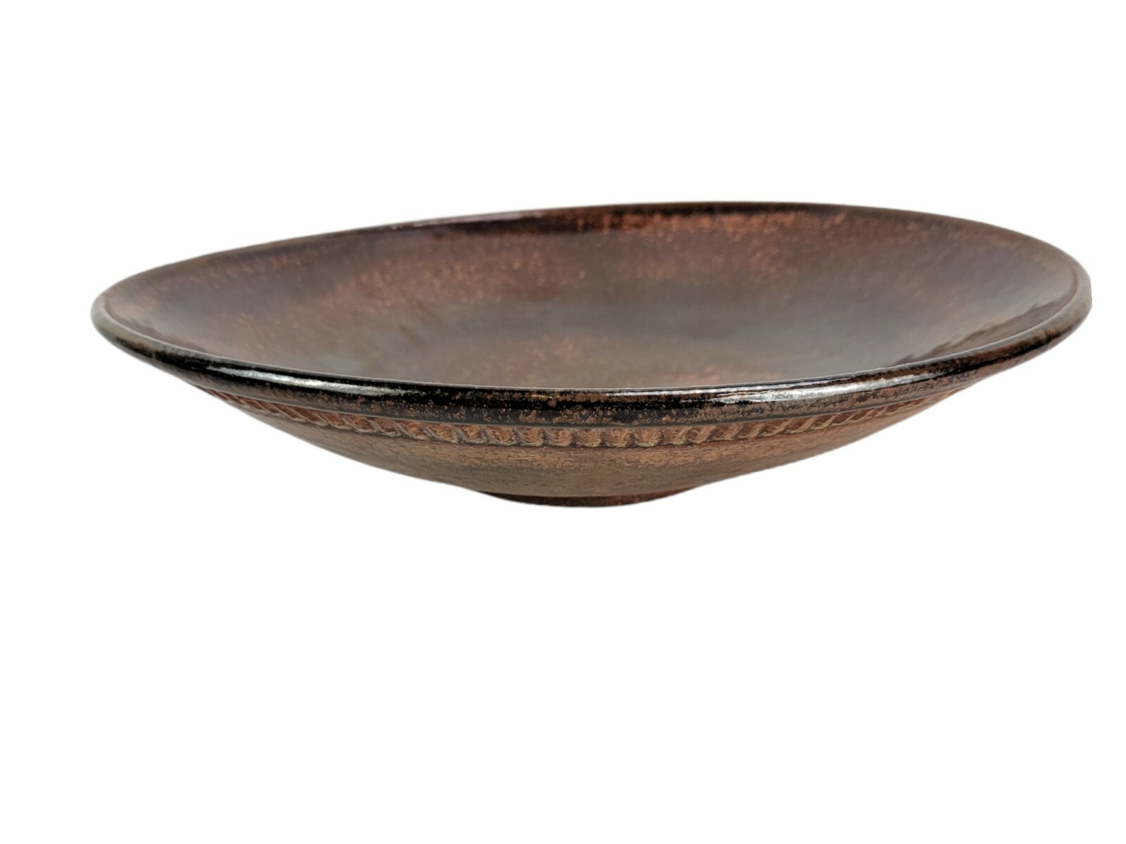 Studio Art Stoneware Bowl by H. Martin Handmade Centerpiece Bowl Signed 14″
