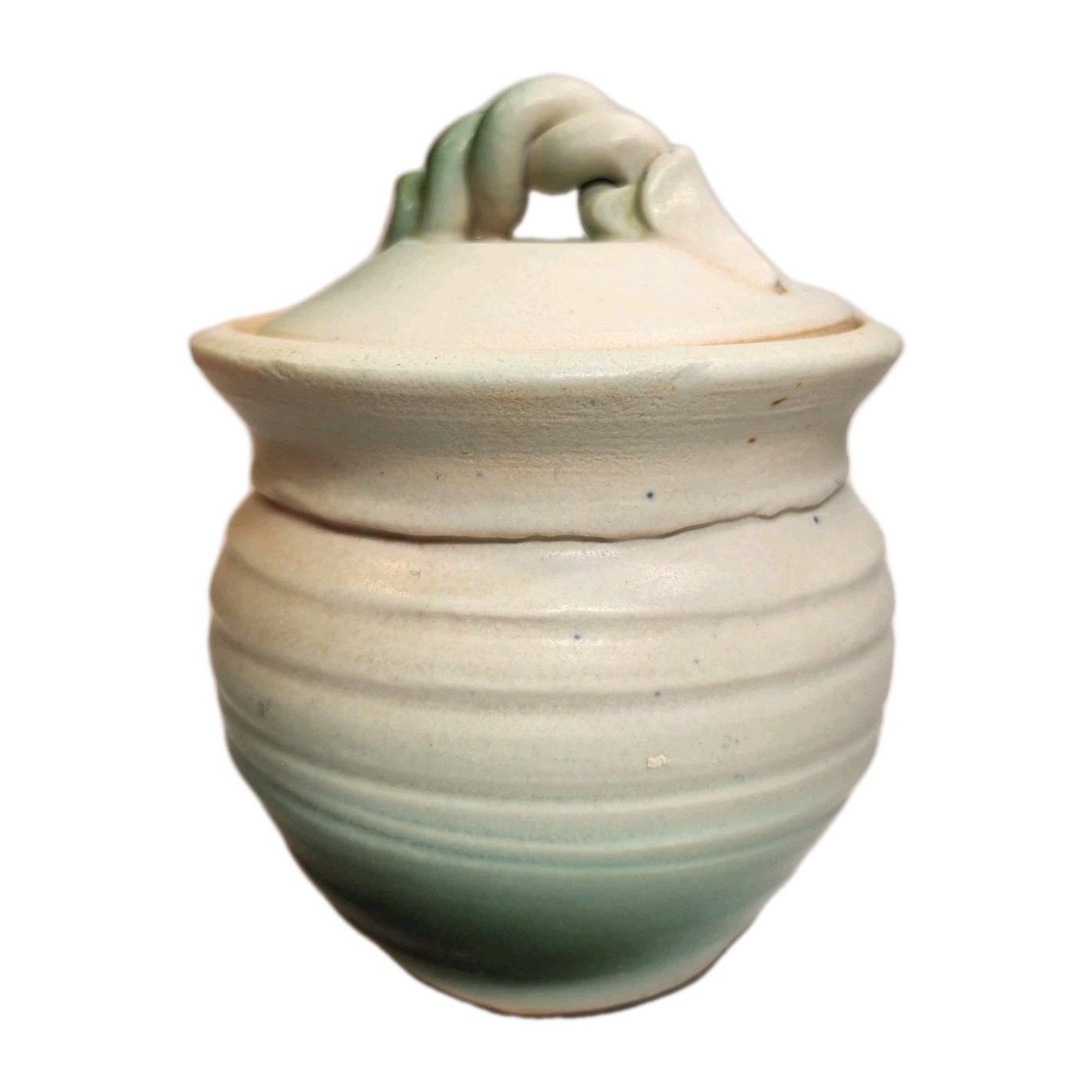 Handmade Studio Art Ceramic Stoneware Canister 3″ Signed Farmhouse Cottage Core