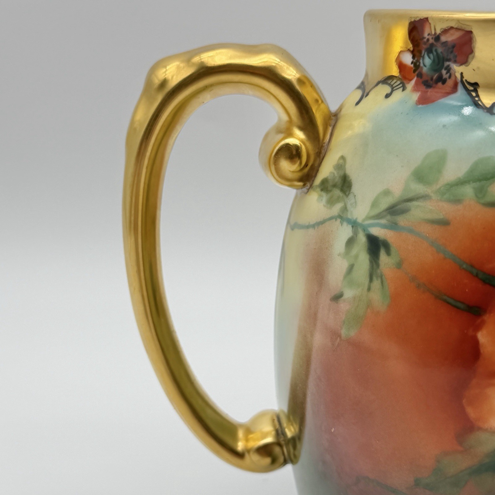 Antique T & V France Pickard Red Poppies Pitcher 8” Hand Painted F. Hathaway /cb