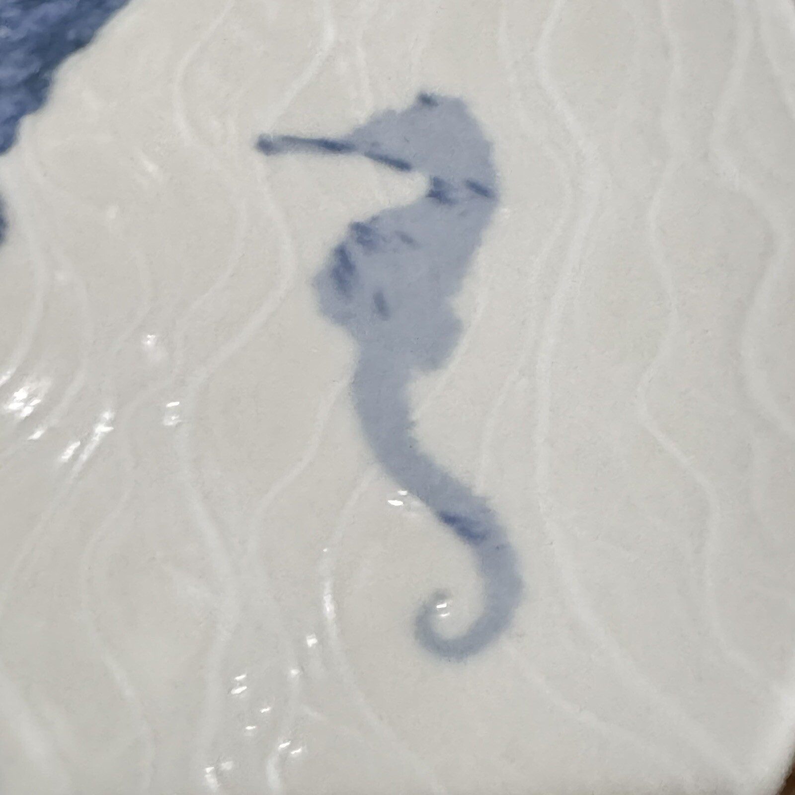 x4 Intesa Blue Seahorse Salad Side Plate Set Ocean Beach Reef Coastal Turkey 8″