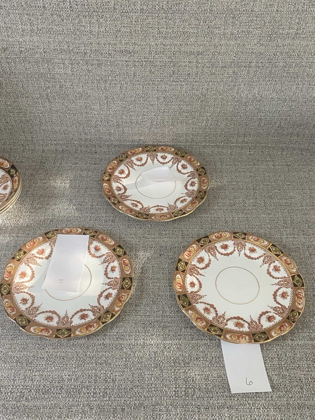 A matched set of 3 dessert plates + 3 saucers from Royal Albert Devon is absolut