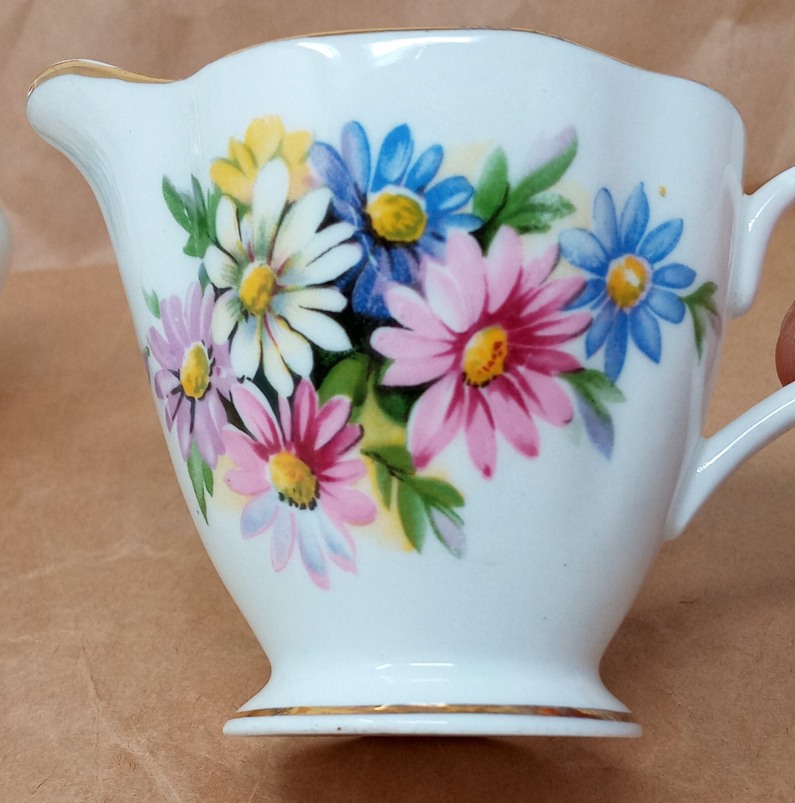 Crownford Creamer & Open Sugar Bowl set Fine Bone China England floral design