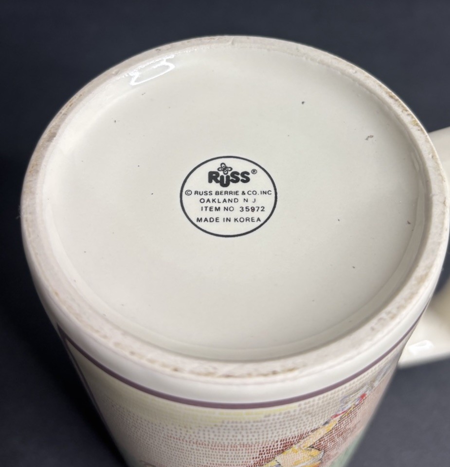 Russ Berrie Tennis Player Coffee Mug 1980s Handled Vintage 4.5″