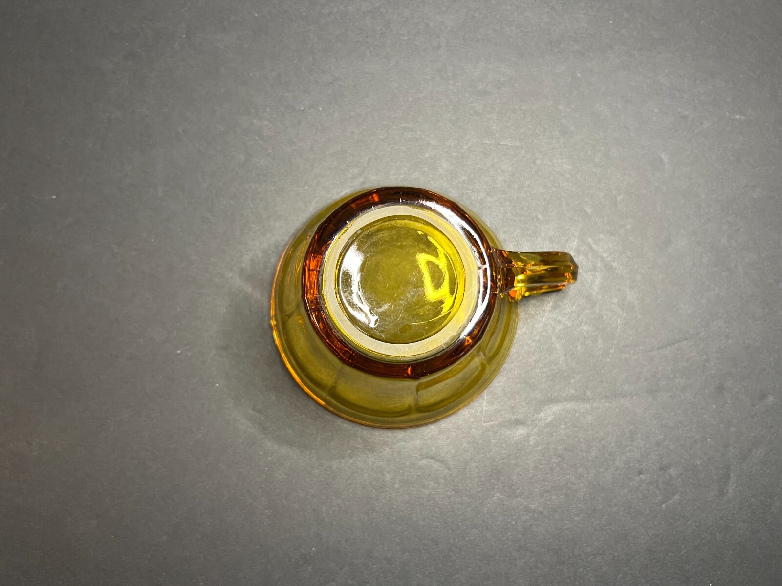 VTG 1930s Diamond Glass Co. Victory Amber Depression Glass Paneled Teacup 2.25″