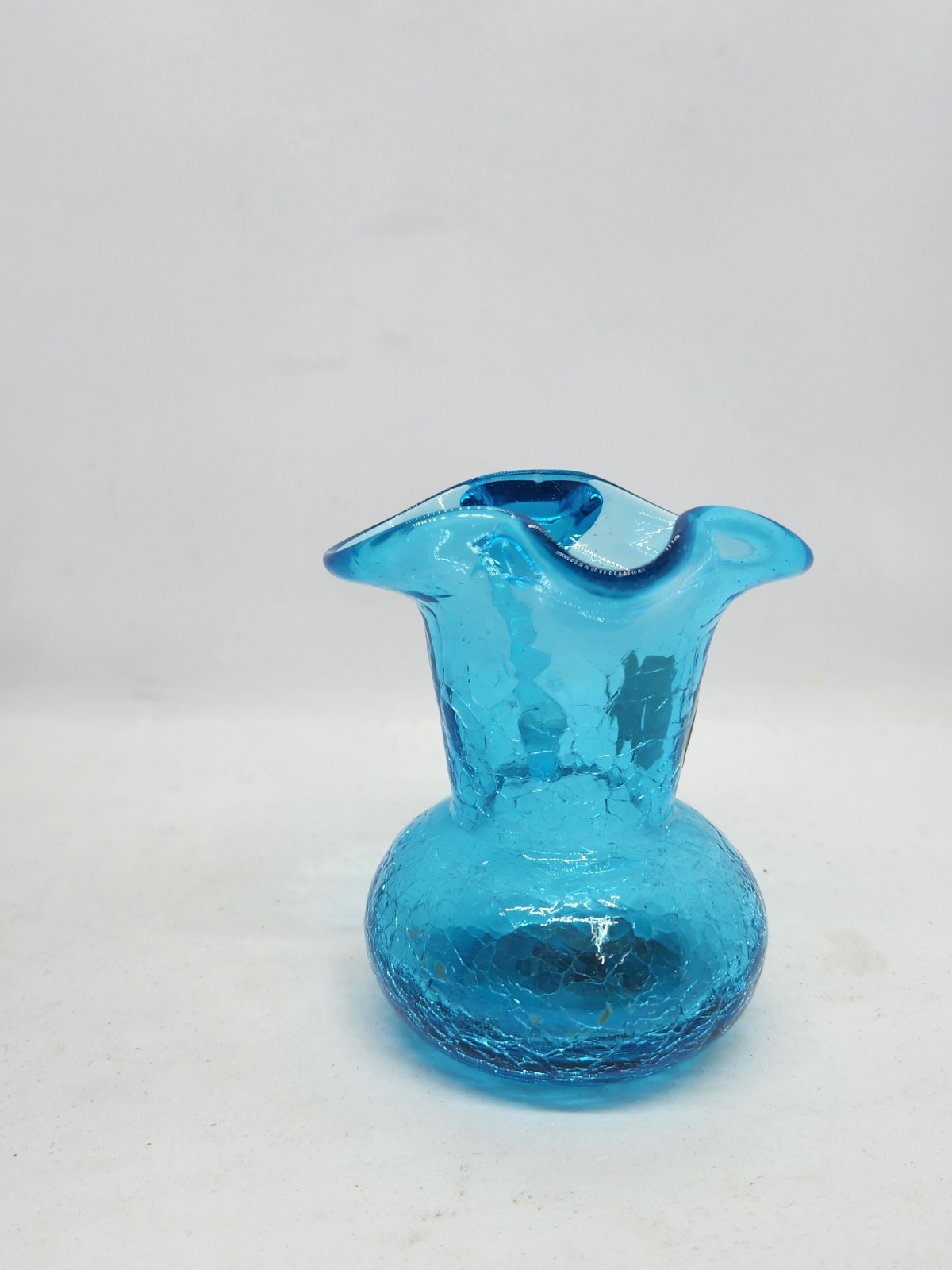 Vintage Kanawha Blue Crackle Glass Creamer Pitcher 3 Inches Glows!