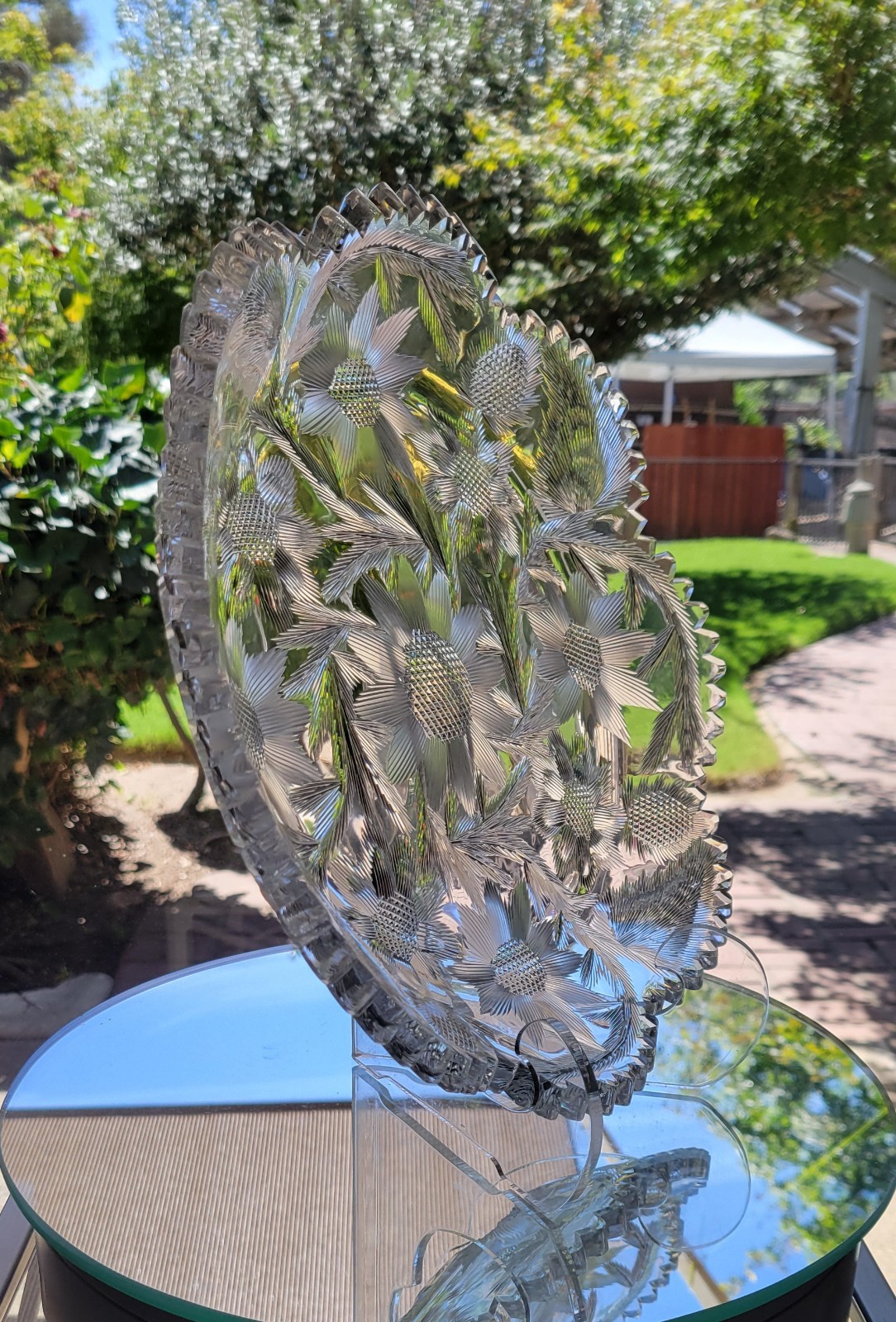 THE Libbey pattern ABP Cut Glass Tray 12″ WC Anderson Design — Signed — 5.3 lbs