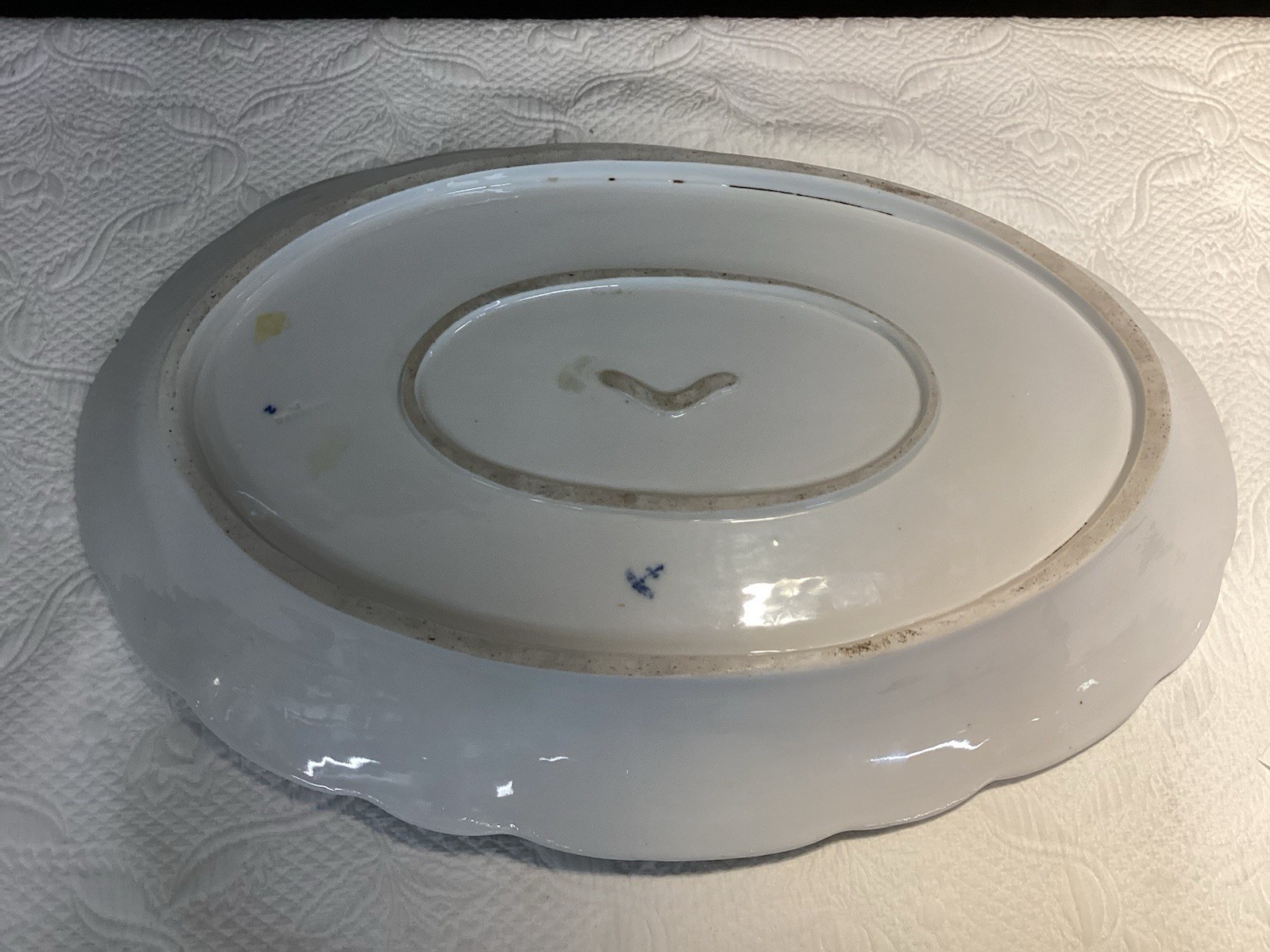 Vtg. Meissen Blue Onion Extra Lg. Oval Platter 18.75” Scalloped Edge- Germany