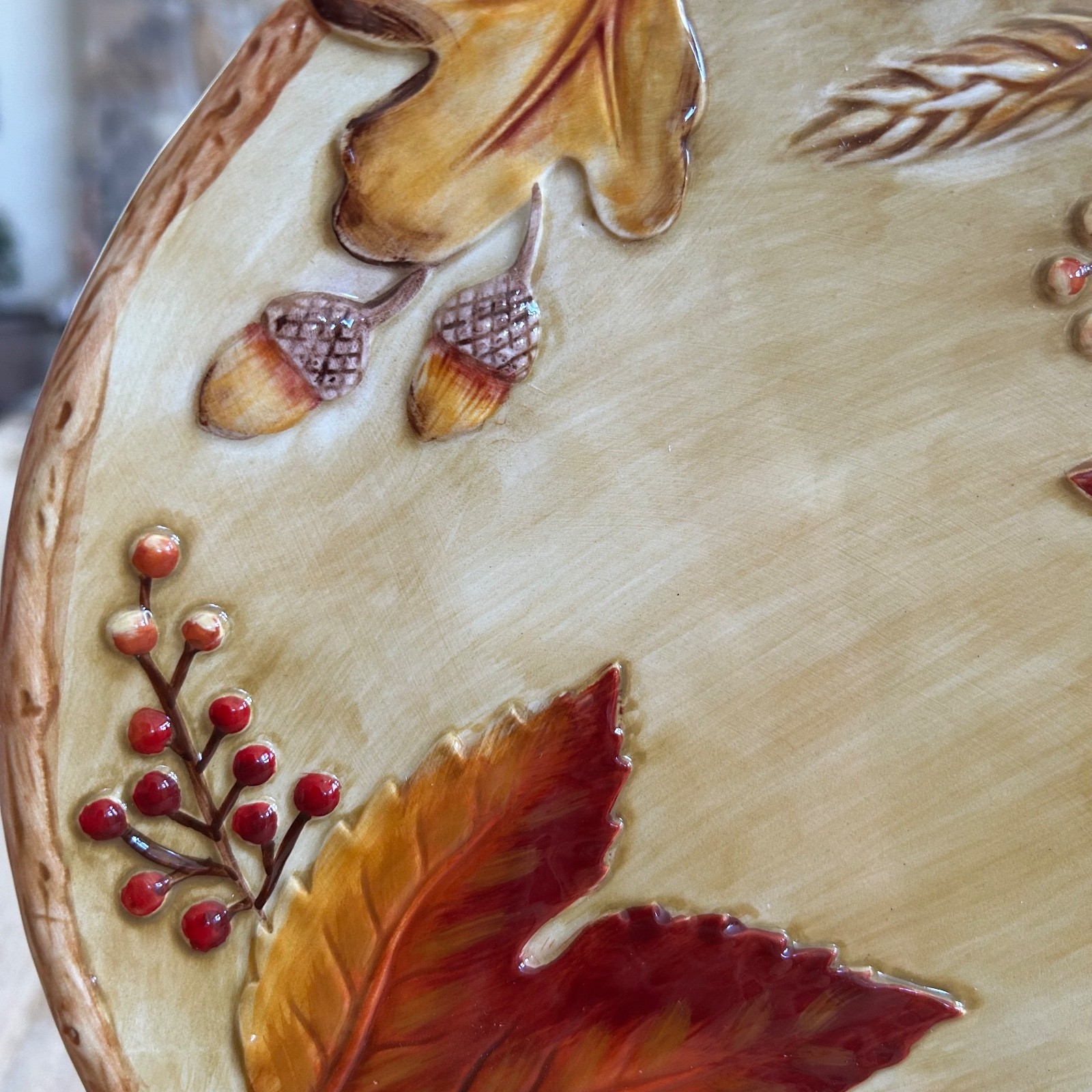 Fitz and Floyd Classics Harvest Gourmet Canape Plate Acorns Thanksgiving Fall