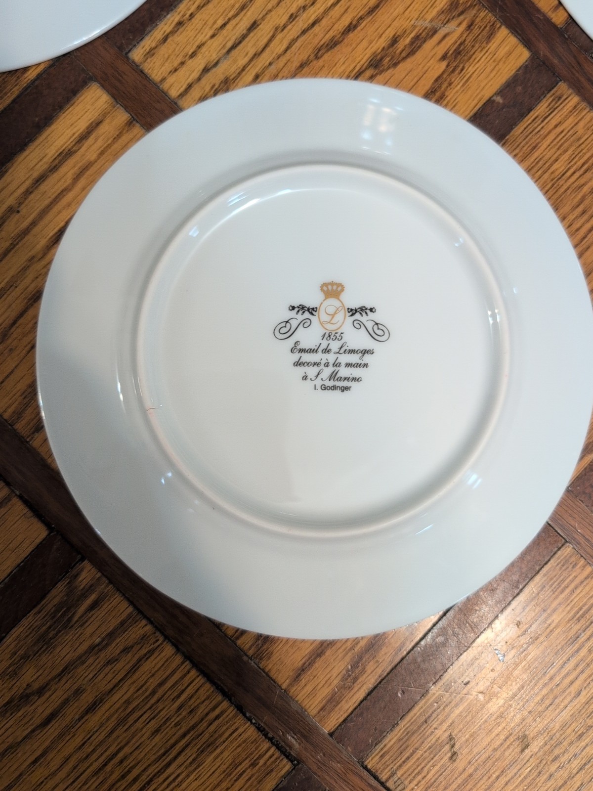 Set Of 3 Porcelain Limoges Godinger 1855 7.75” plate Apricot Strawberry