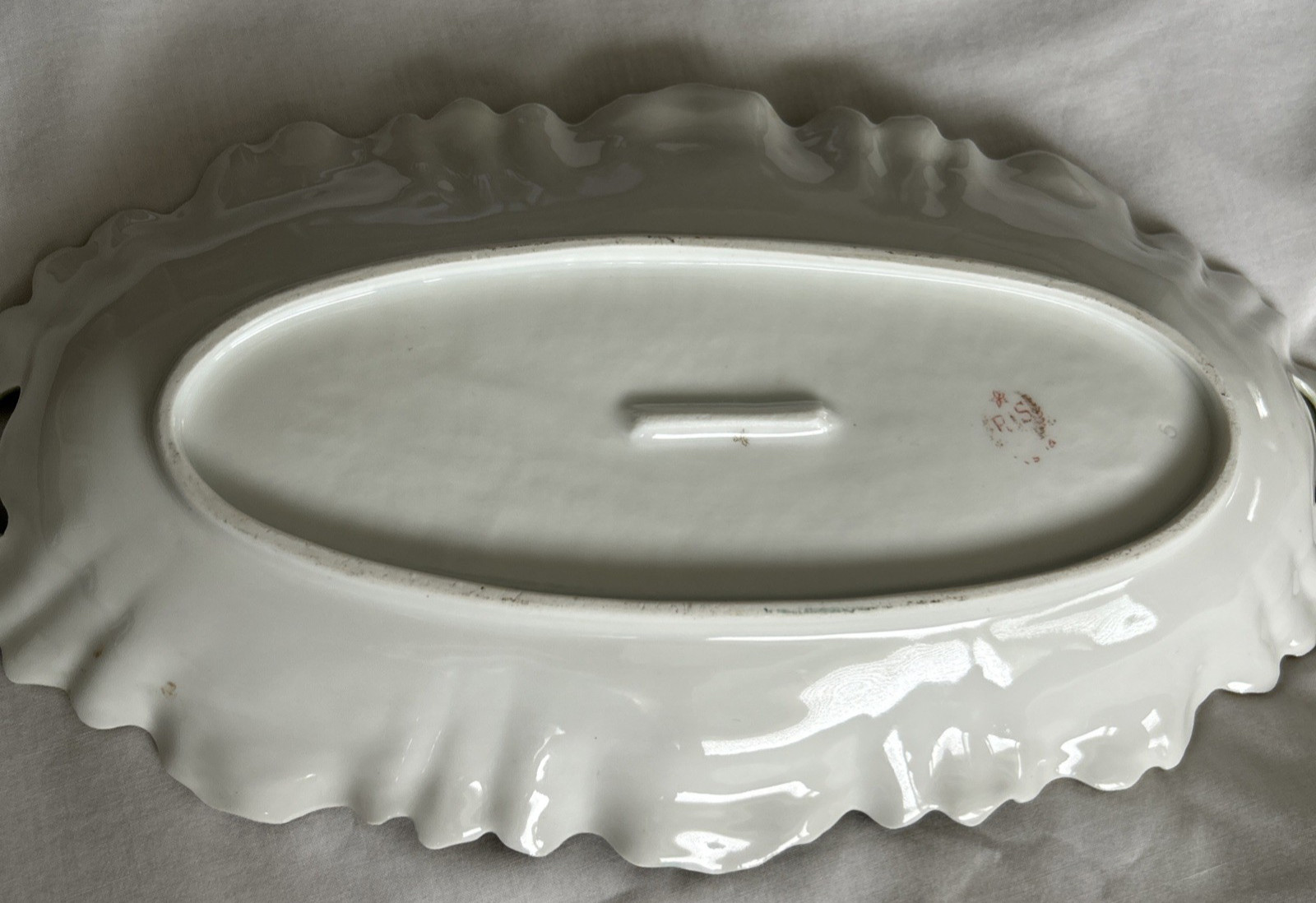 RS Prussia Porcelain Celery Relish Dish Flowers Gold Trim Early 1900s Antique