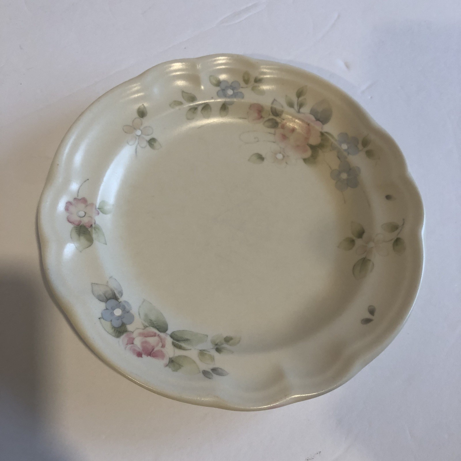 Vintage Pfaltzgraff Tea Rose Salad Plates 7.25″ USA Stoneware Ivory Set of 5
