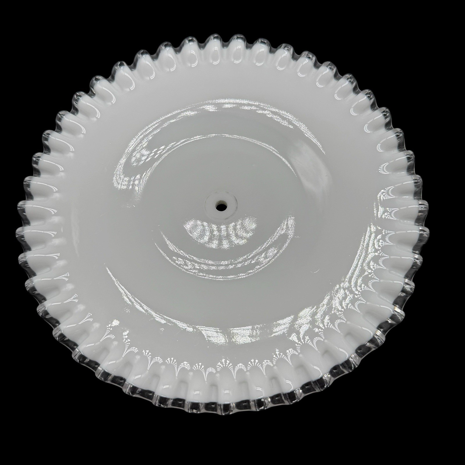 Fenton Silver Crest Three Tier Ruffled Milk Glass Tidbit Serving Tray Party Vtg