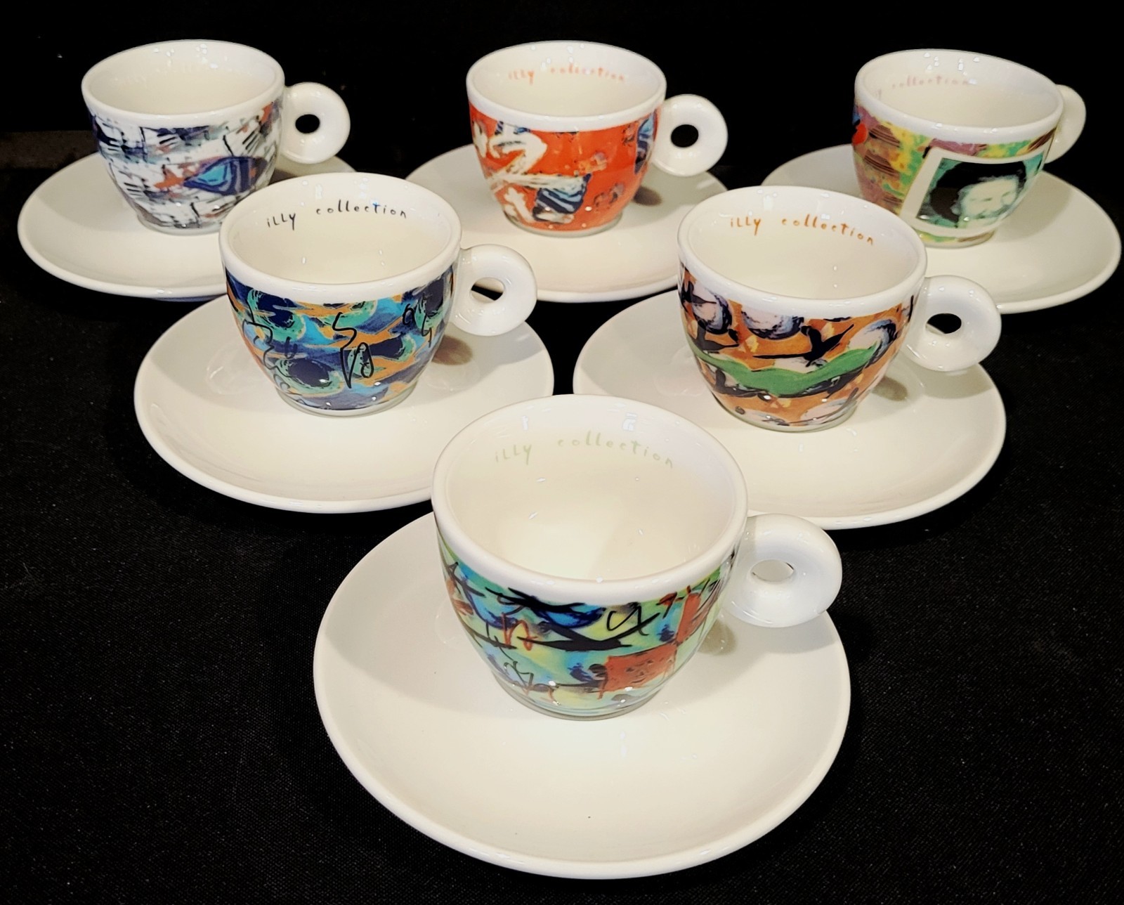 MITTERTEICH ILLY COLLECTION SET OF 6 ESPRESSO CUPS AND SAUCERS 1996 VINTAGE