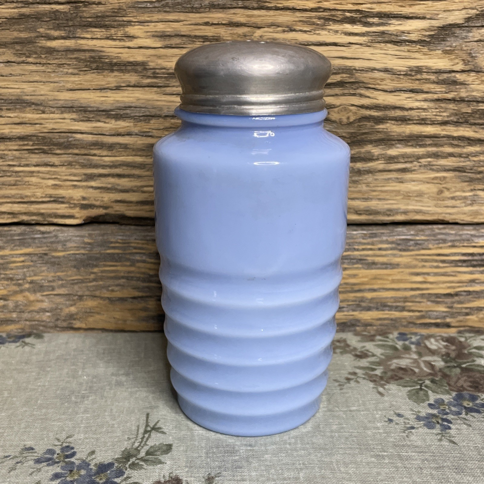 Vintage Jeannette Delphite Blue Glass PAPRIKA Shaker 1930s Glass Hard to Find