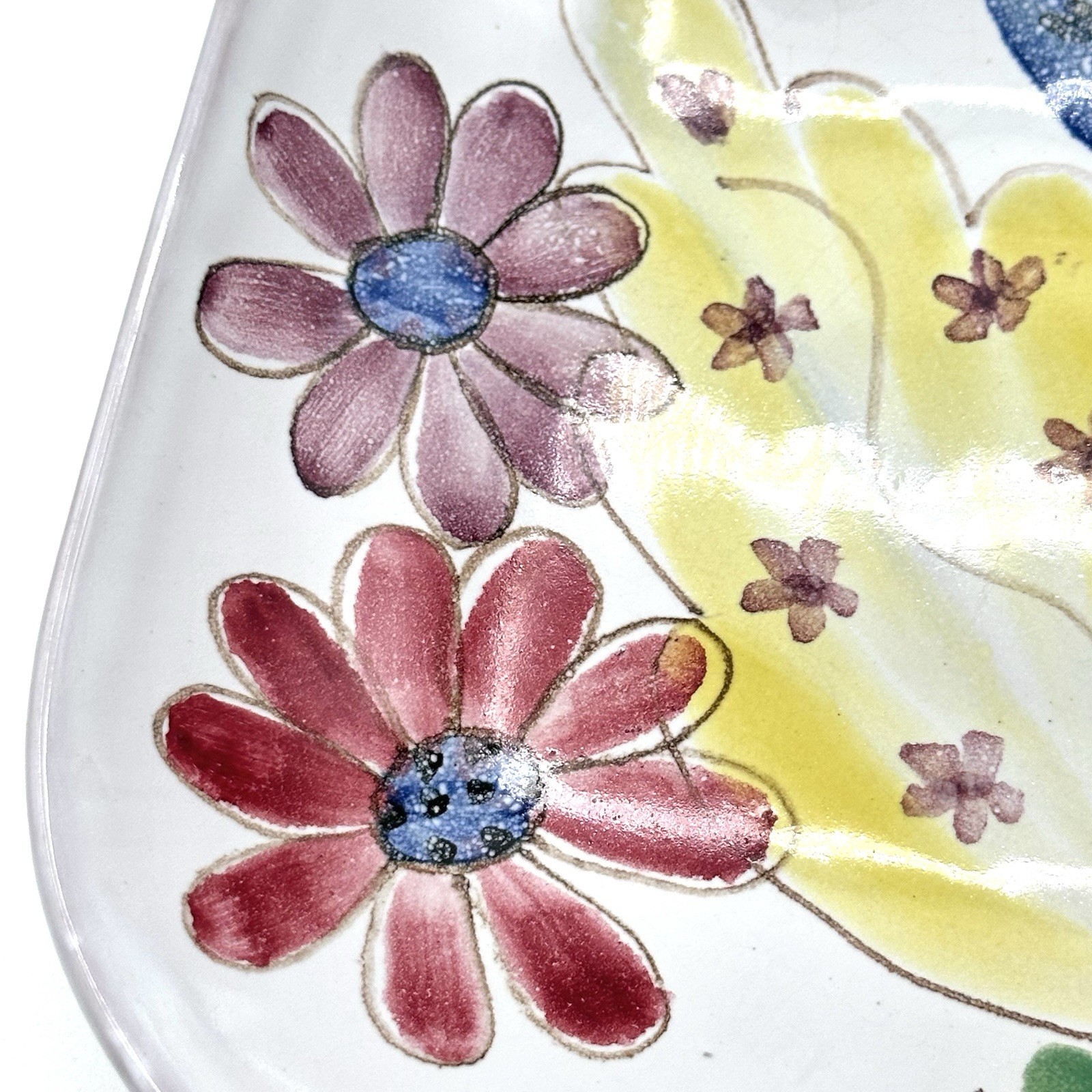Vintage Arabia Ara Finland Hand Painted Decorative Bowl Floral 7.25 X 7.25 Inch