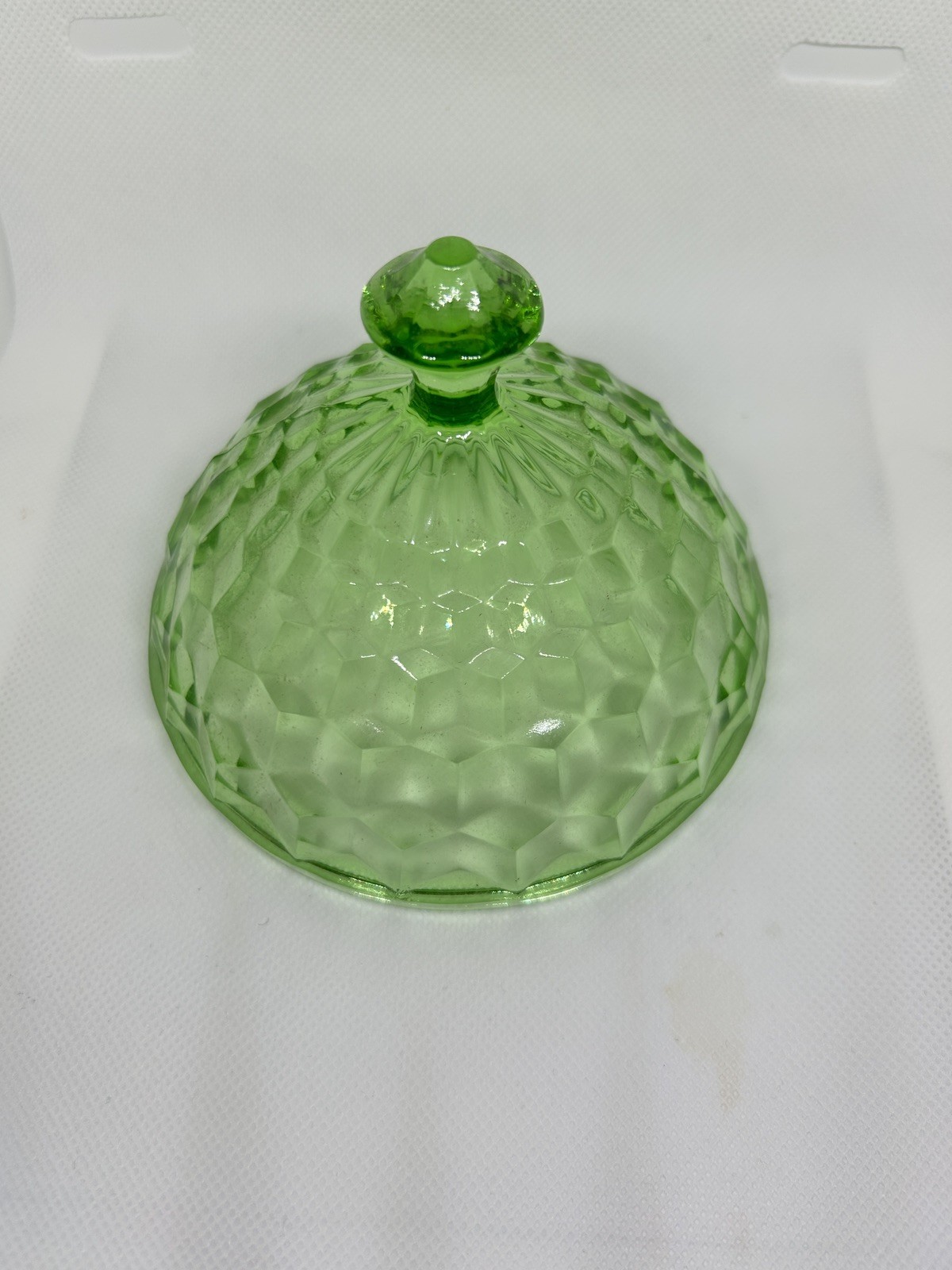 Vintage Jeannette Covered Butter Dish Depression Cubist Green Uranium Glows