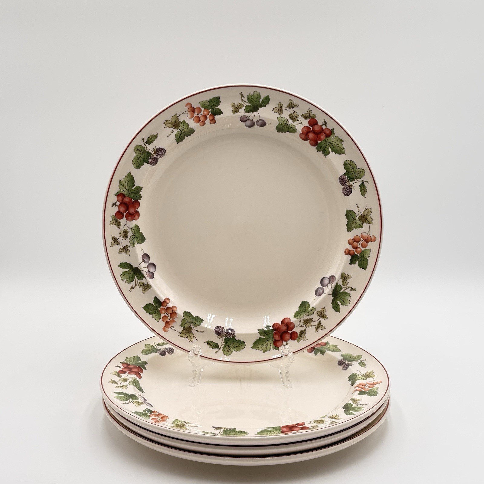 Vtg Wedgwood Provence Queen’s Ware Dinner Plates Set Of 4 Fruits Border England