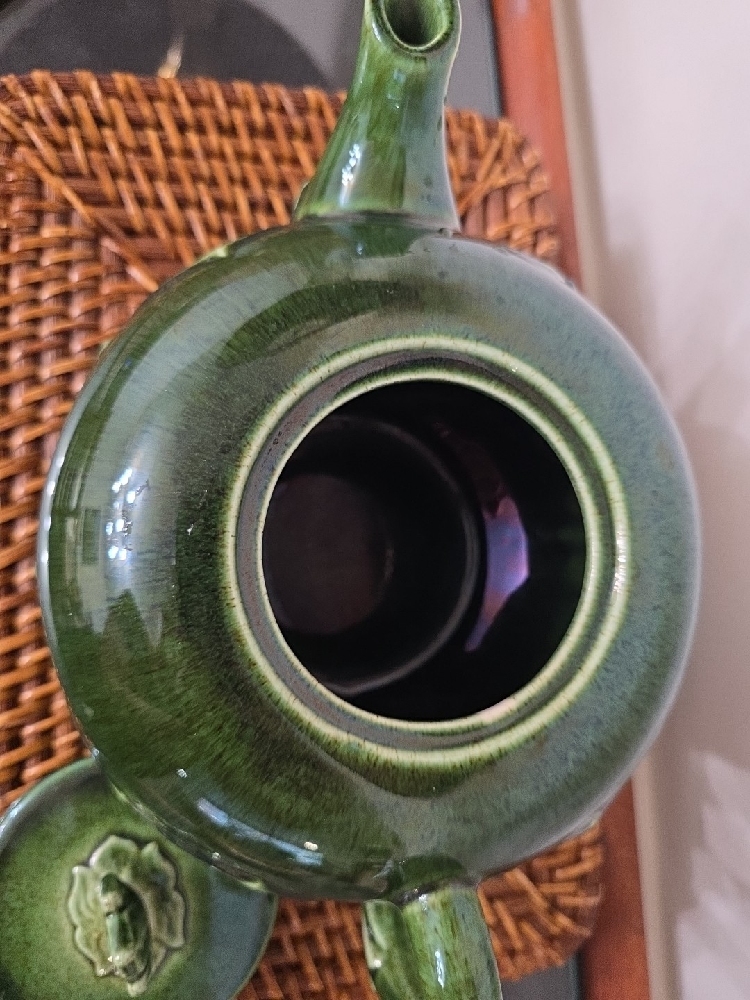 Steubenville Woodfield China Teapot Dark Green Leaves