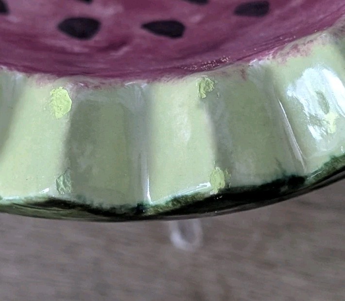 Vintage Handpainted Ceramic Watermelon Serving Bowl 11” – *Read*