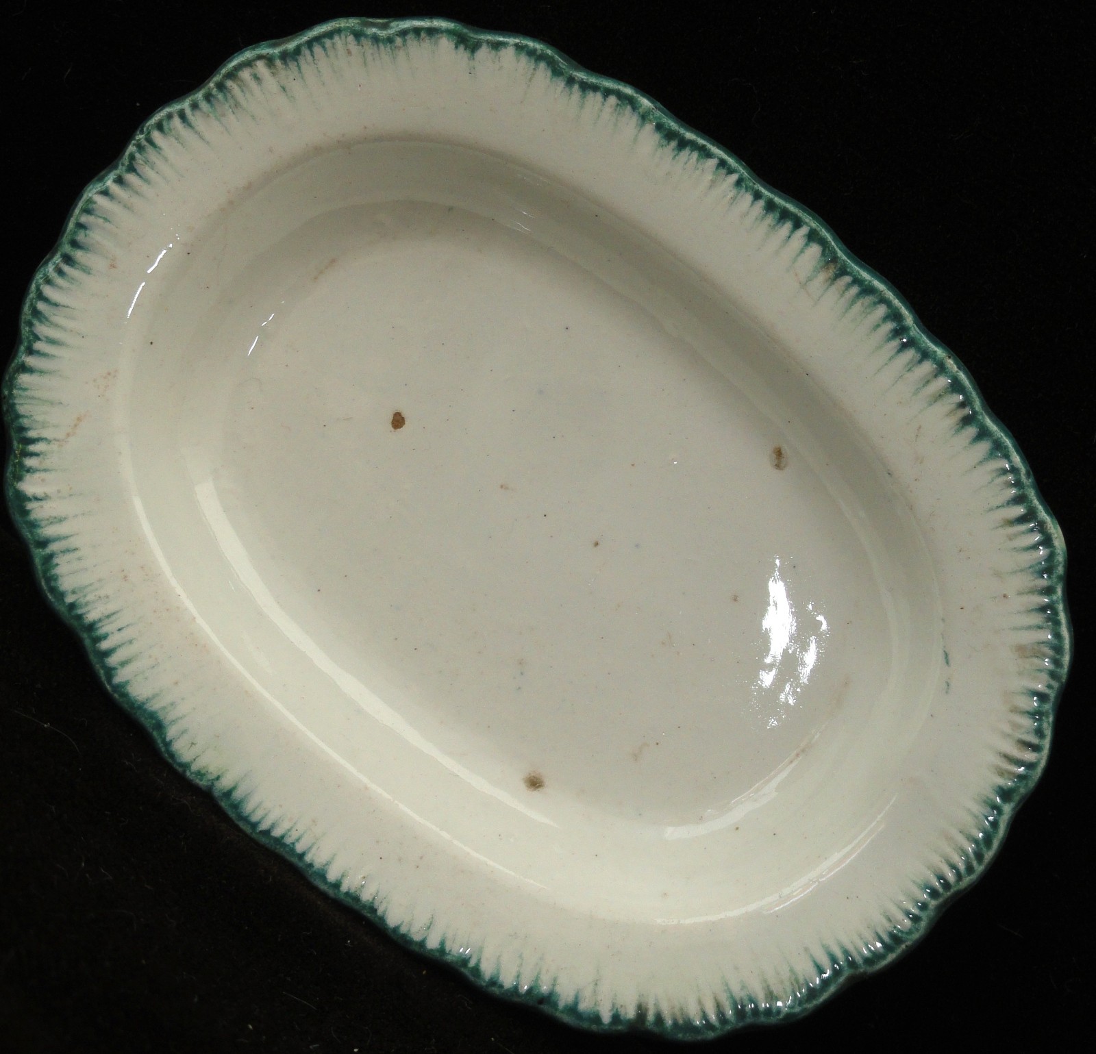 Green Feather Edge Shell Edged Pearlware Toy Platter Davenport c 1825