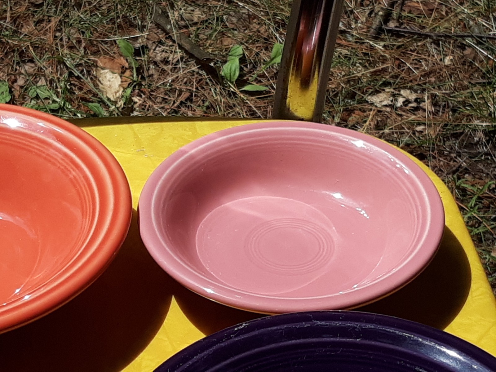 Fiesta Bowls 2 – 6 1/2″ 2- 5 1/4″ In Purple, Green,Orange And Light Pink