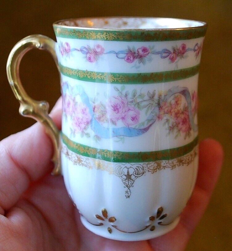 HAVILAND LIMOGES Antique Set CHARLES FIELD Chocolate Pot/ 2 Cups 1 Saucer FRANCE
