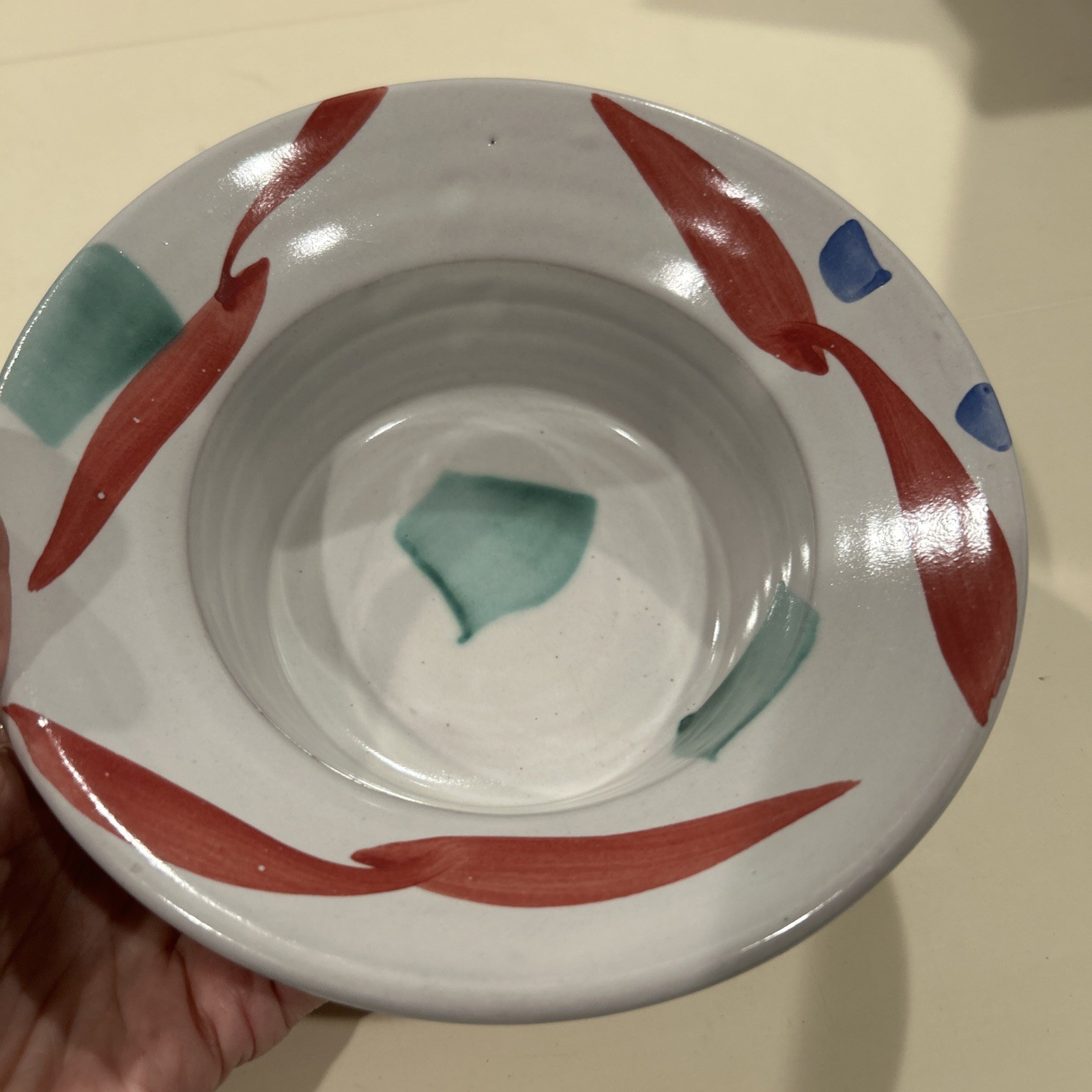 North Carolina Stanley Mace Andersen Pottery 7-1/4″ Flared Soup Bowl, Signed #3
