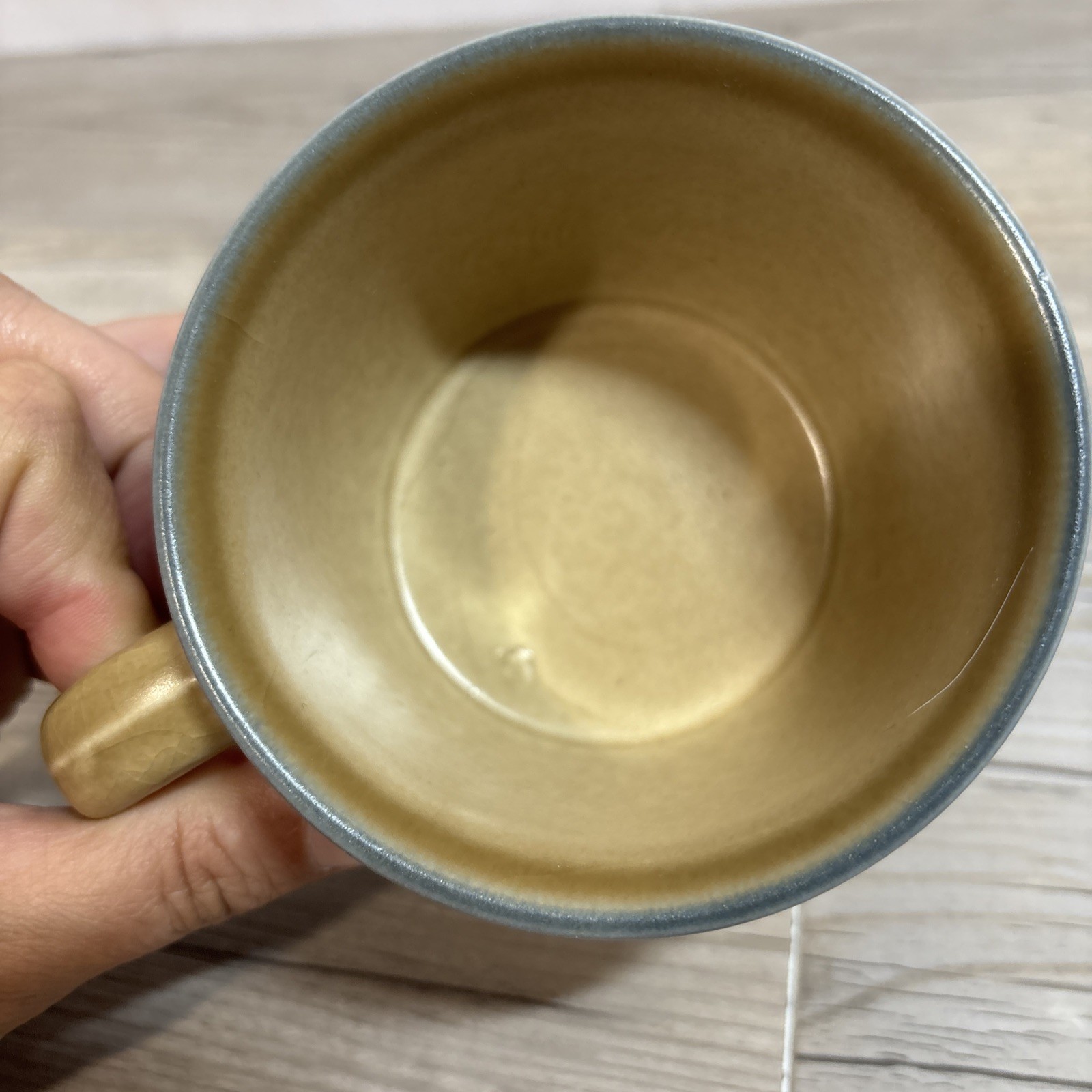 Pfaltzgraff Folk Art Replacement Coffee Tea Cup Mug Blue Tan USA Stoneware
