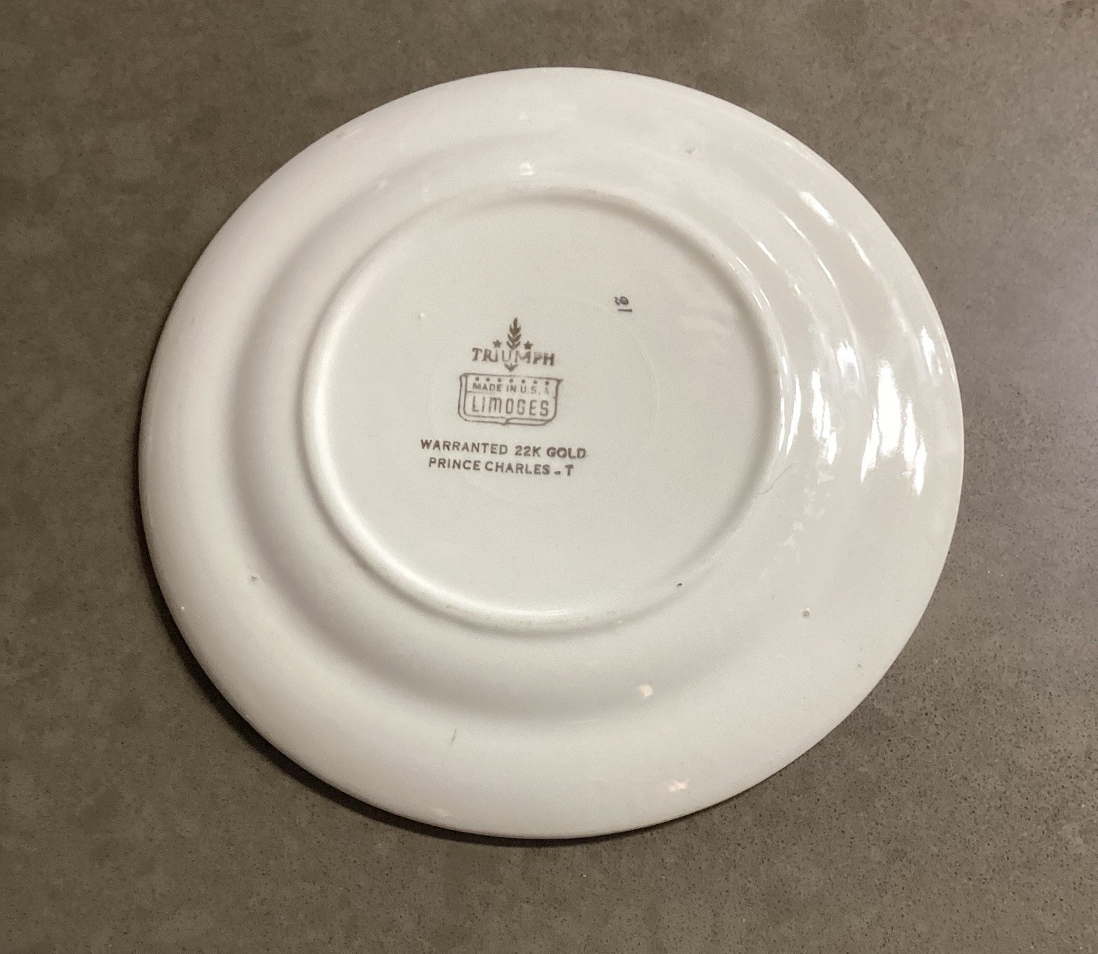 Vintage Prince Charles by Limoges Triumph 22k gold 3 Bread and Butter Plates