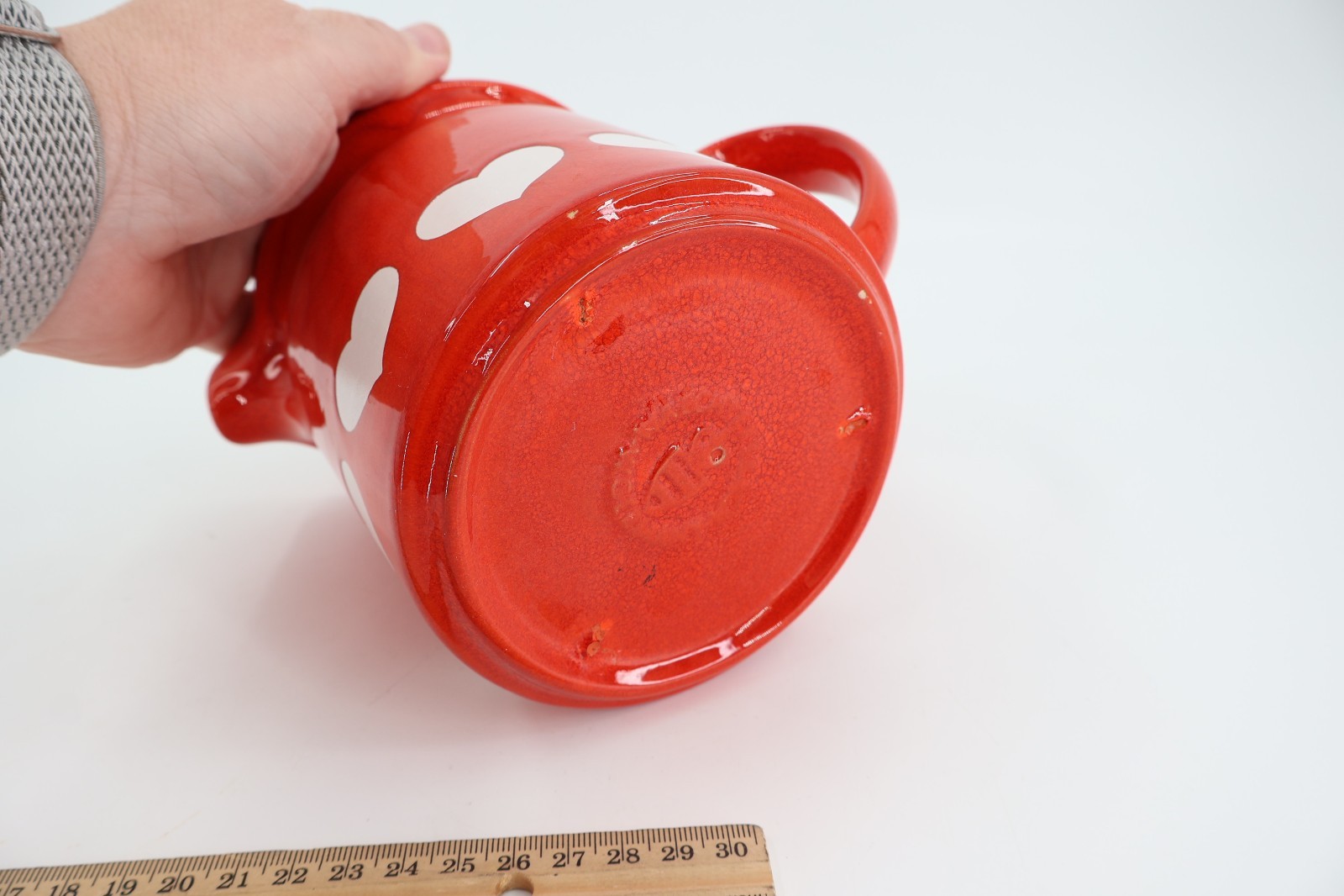 Waechtersbach Red White Hearts Creamer Pitcher Germany Earthenware 5.5″