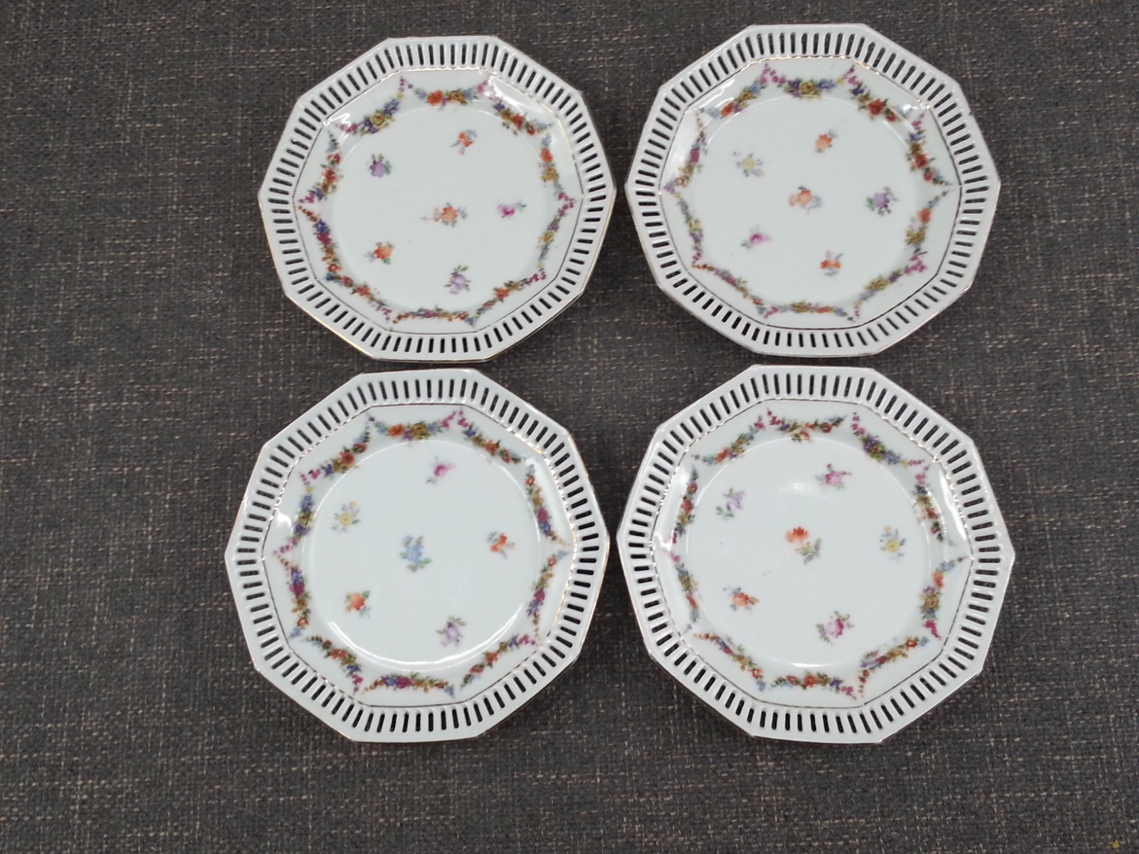 11pc Vintage Schumann Bavaria Reticulated Multi – Floral 7.25” Salad Plate
