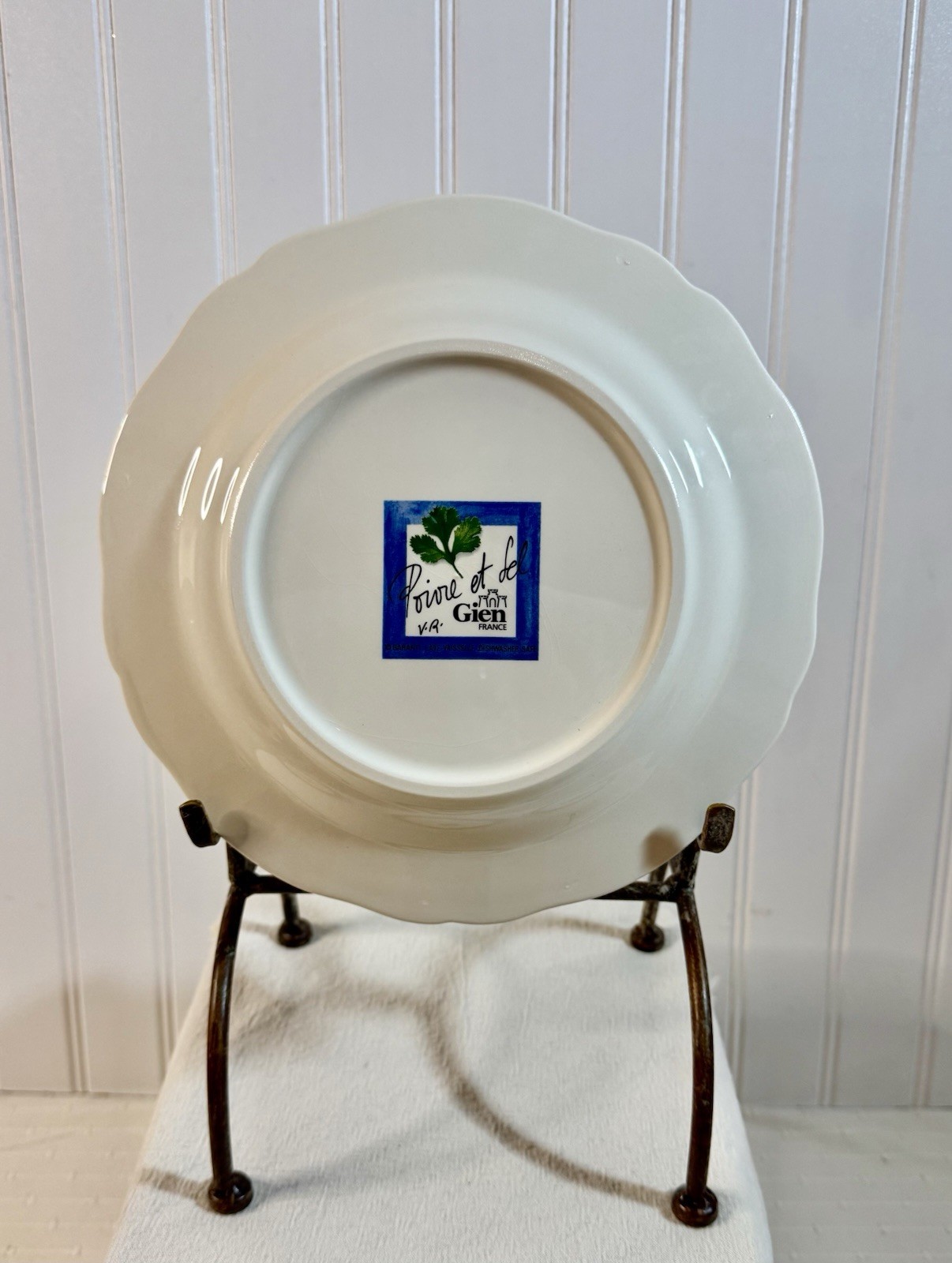 Poivre Et Sel Blue Vint. Set of 4 Salad Plates 8.75″ Faiencerie De Gien France