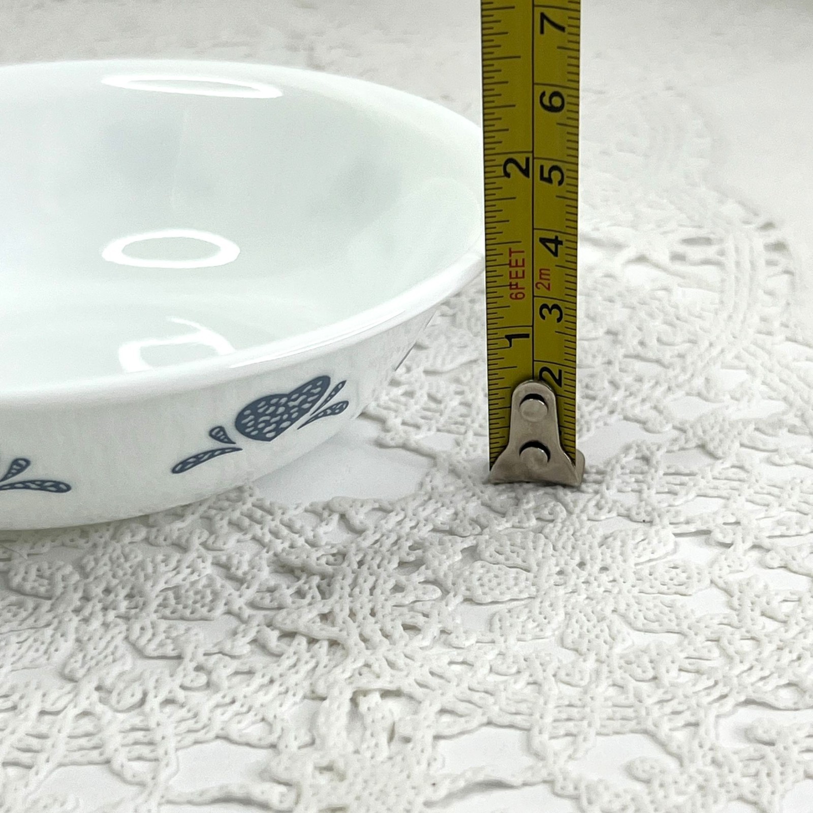 Corelle By Corning Set of 4 Berry Fruit Dessert Sauce Bowls Blue Hearts