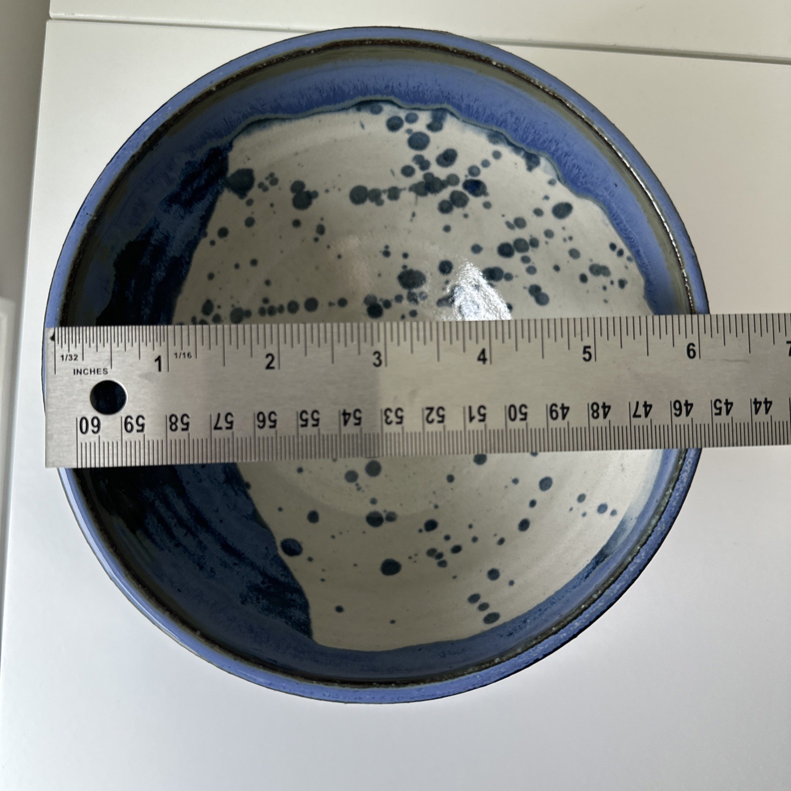 Vintage Studio Pottery Covered Bowl Blue Glaze Handmade Ceramic Dish