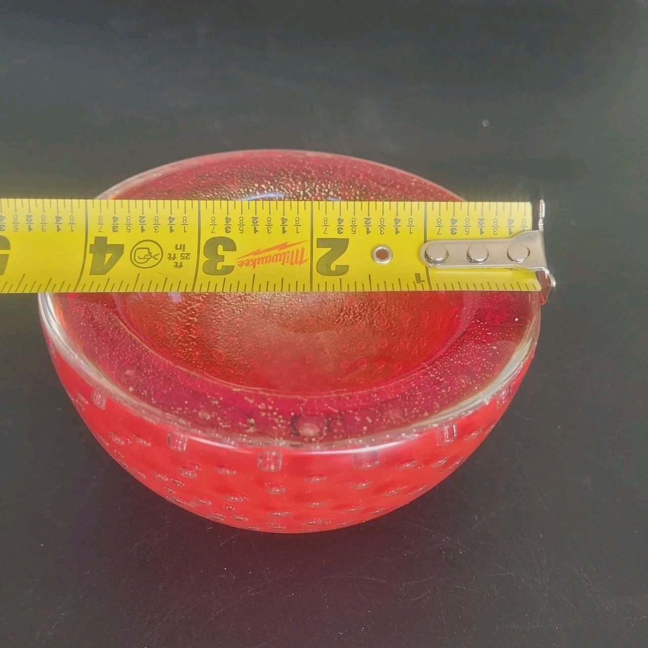 Mid-Century Modern Barovier & Toso Murano Red “Buccillante” Glass Bowl No Label