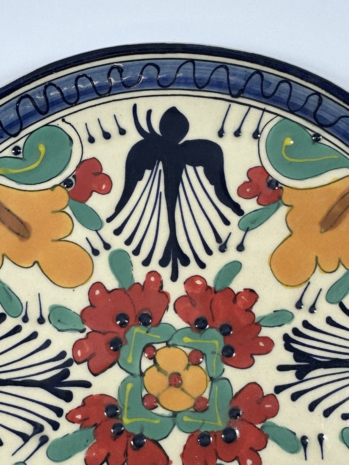 Talavera Mexican Pottery Platter 12″ Wall Art Colorful Birds & Flowers Lead Free