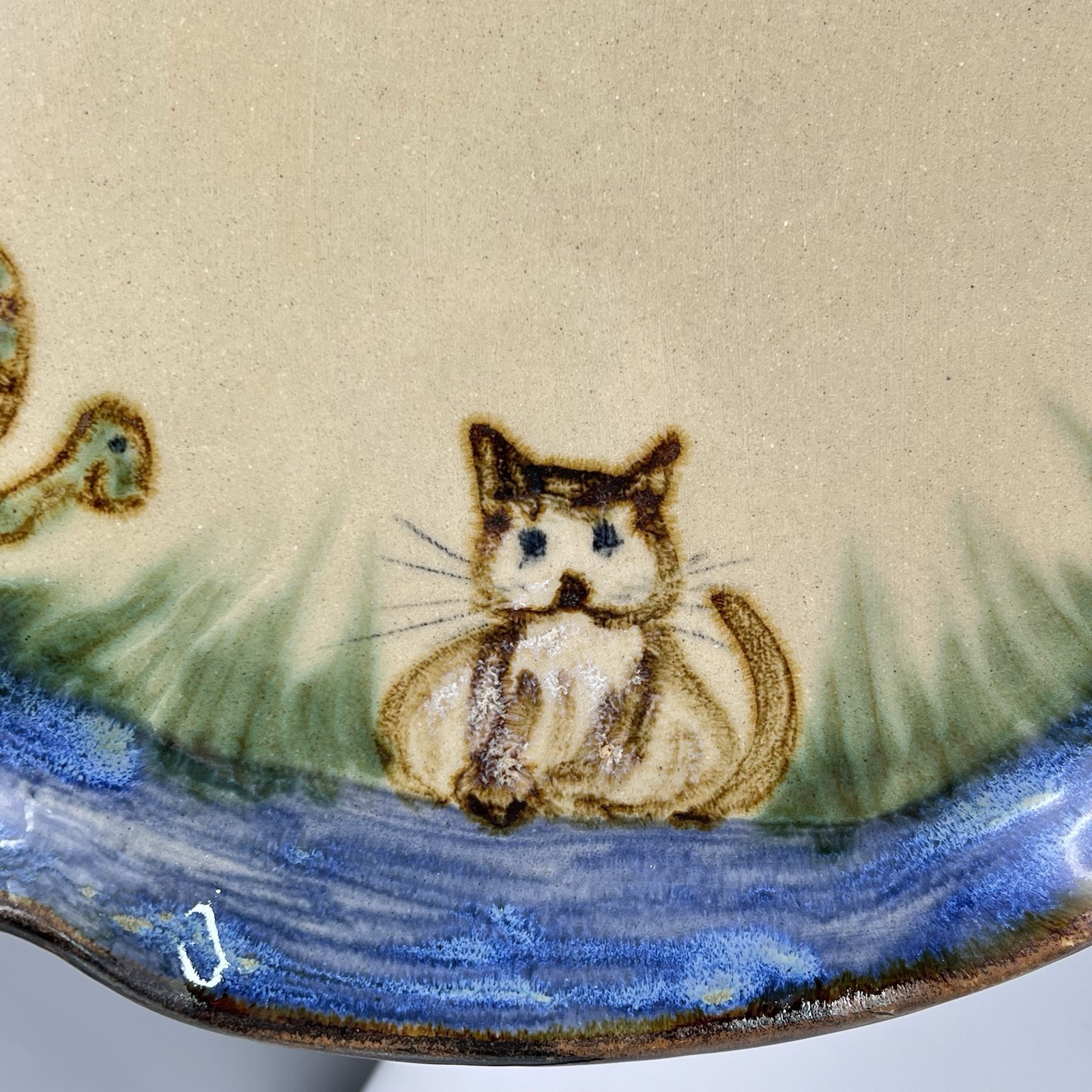 Janet Resnik HUGE 15.25″ LAZY SUSAN PLATTER Country Animals STUDIO ART POTTERY