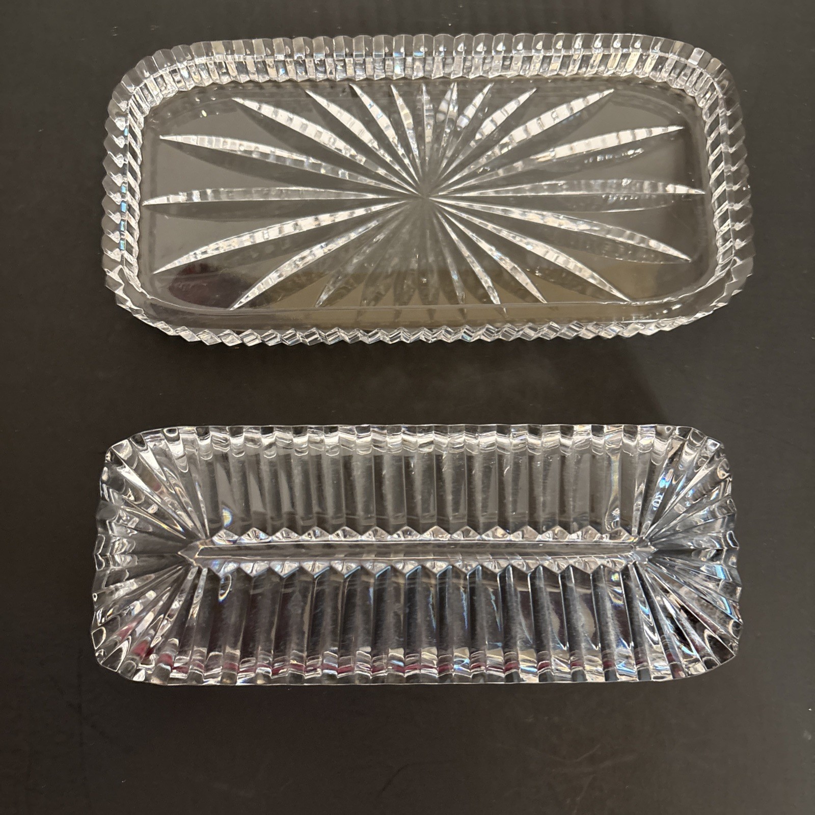 WATERFORD CRYSTAL 1/4 LB POUND STICK COVERED BUTTER DISH DISCONTINUED PATTERN