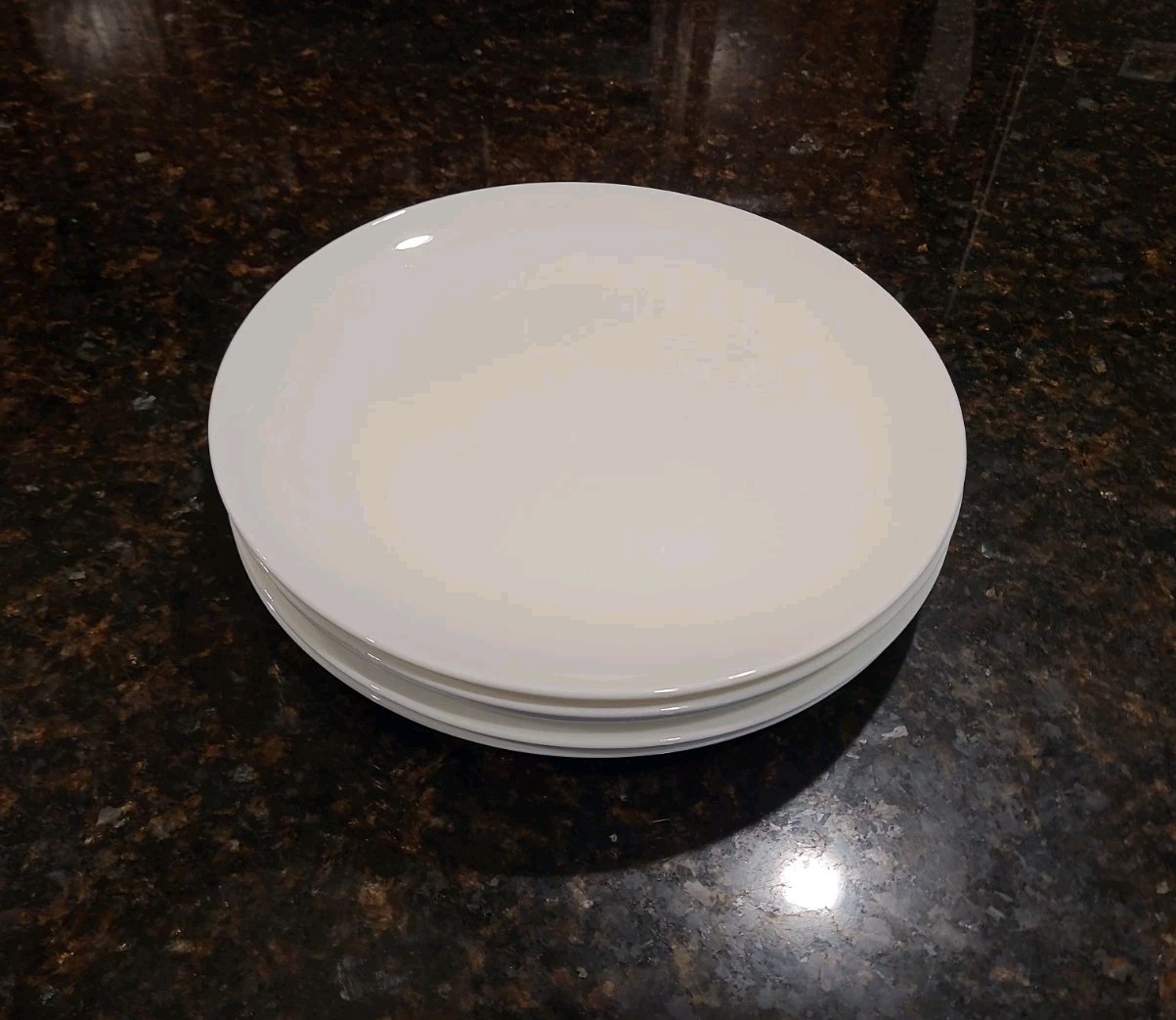 SET OF 5 Godinger Elegant Dining Bone China Round White 9 1/8” Luncheon Plates
