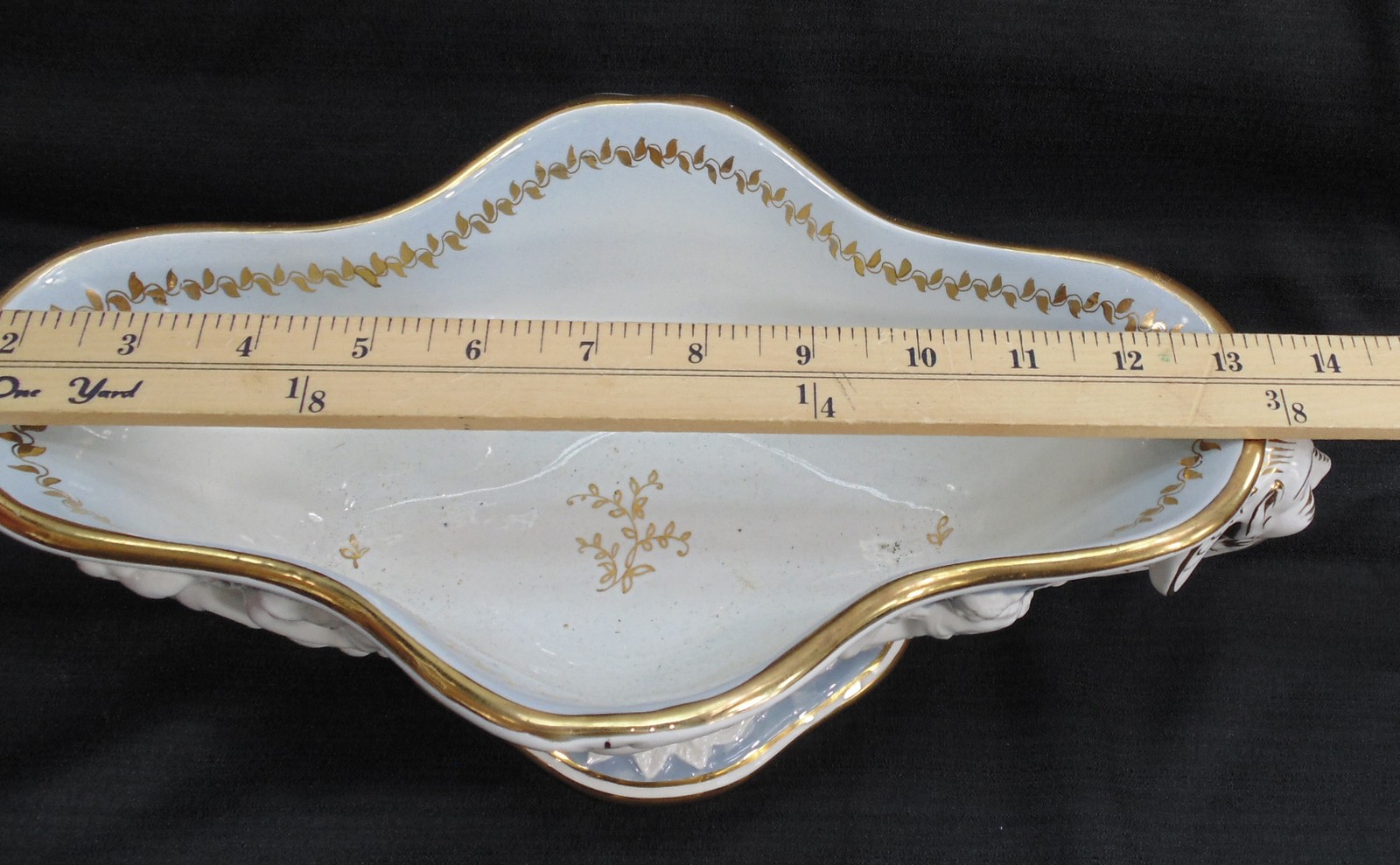 Vintage GB R. Capodimonte Porcelain Blue/White Gold Pedestal Centerpiece Bowl
