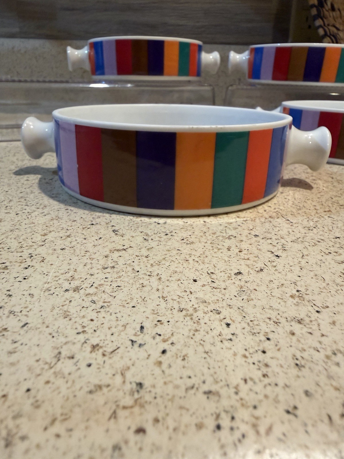 4 Vintage SAN REMO Colorblock Stripe Tapas Party Dishes by IMPERIAL Japan Spade