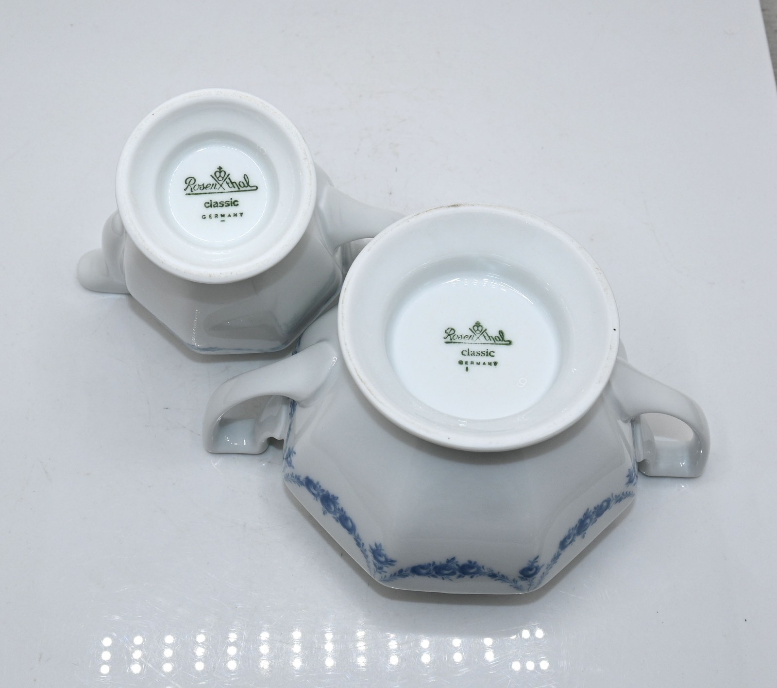Vtg Rosenthal Maria Classic Blue Rose Garland Cream & Sugar Set Germany