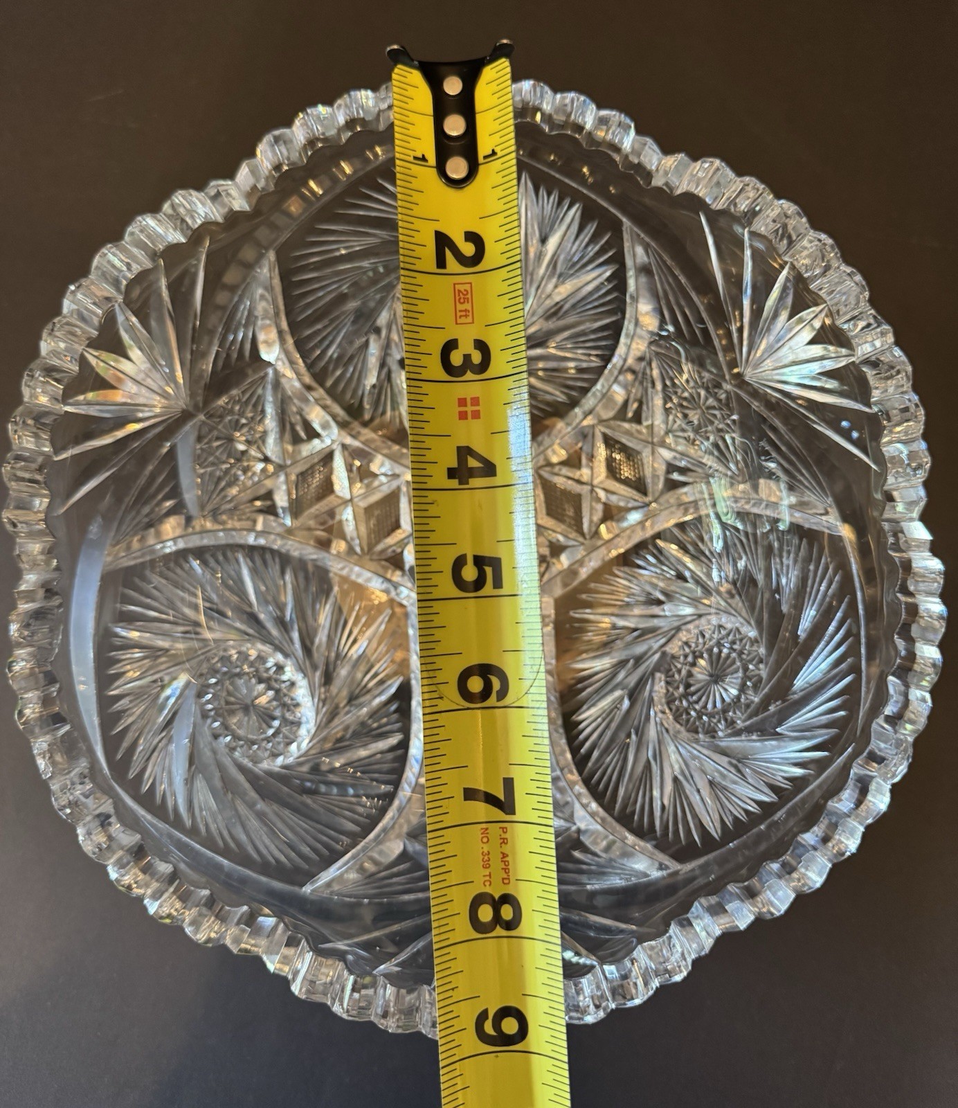 Antique American Brilliant Period Crystal Glass Cut Plate And Bowl