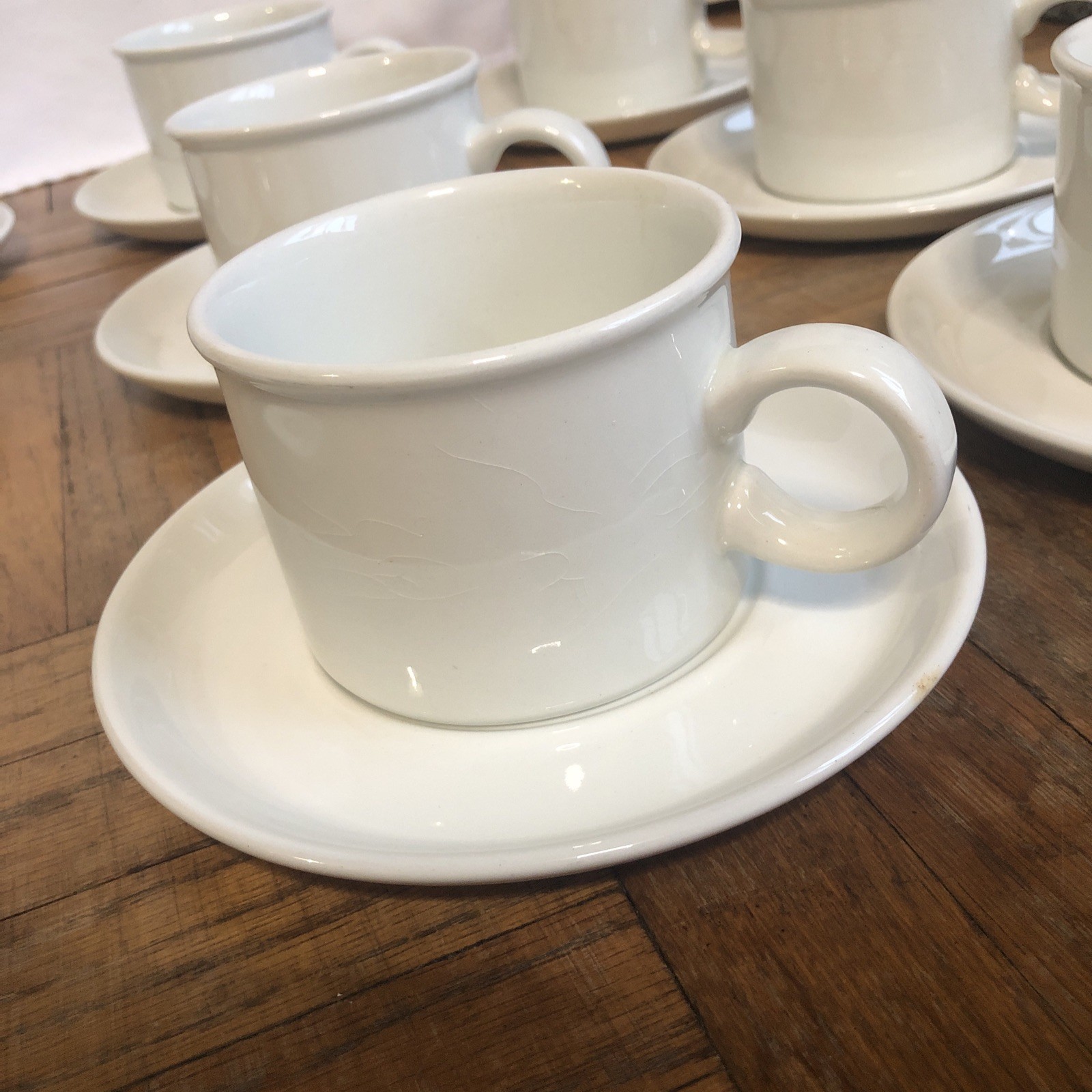 Stonehenge Midwinter White Cups & Saucers Tea Coffee Mugs England SET OF 12