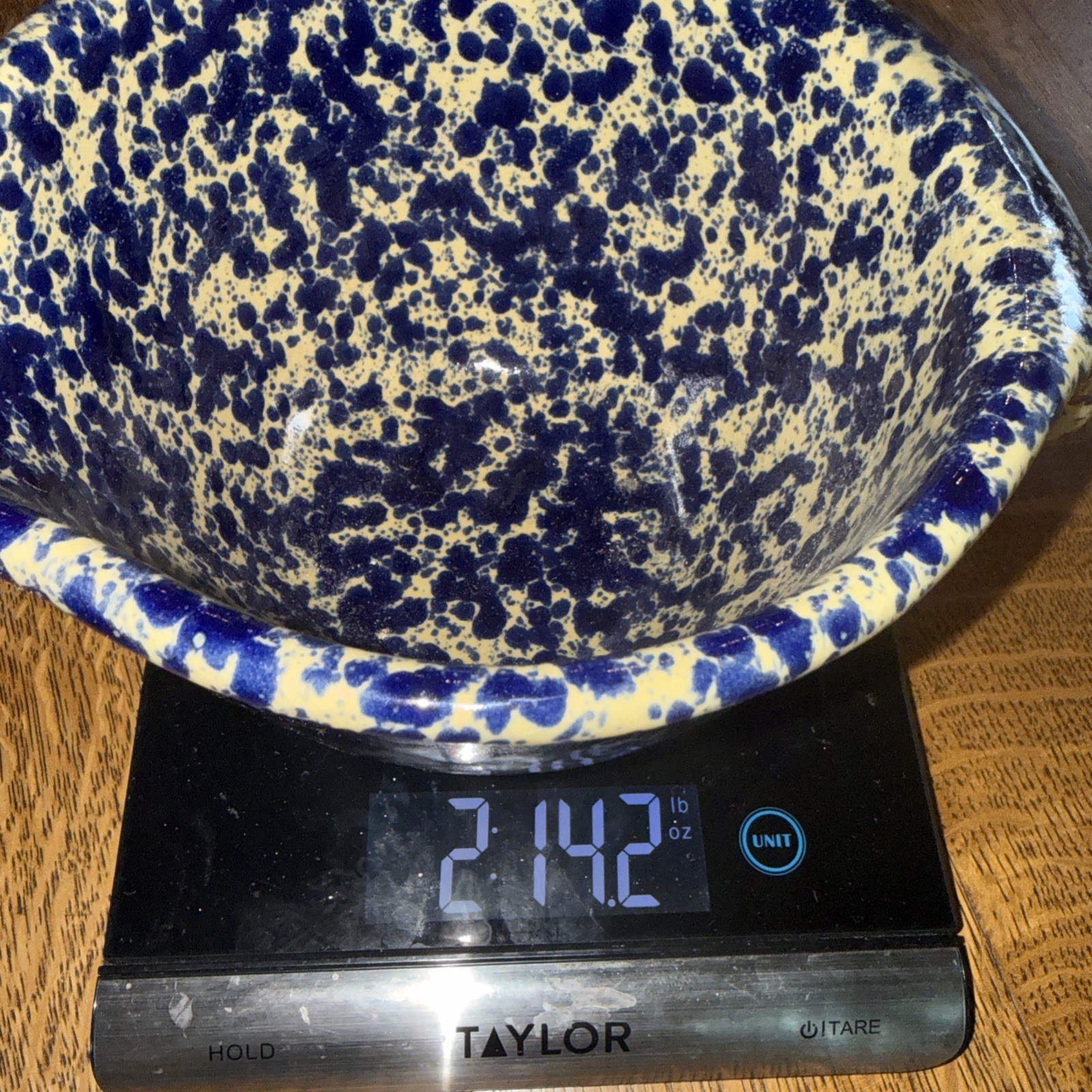 Bennington Potters Blue Agate Pour Spout Batter Bowl # 1880. Great Condition