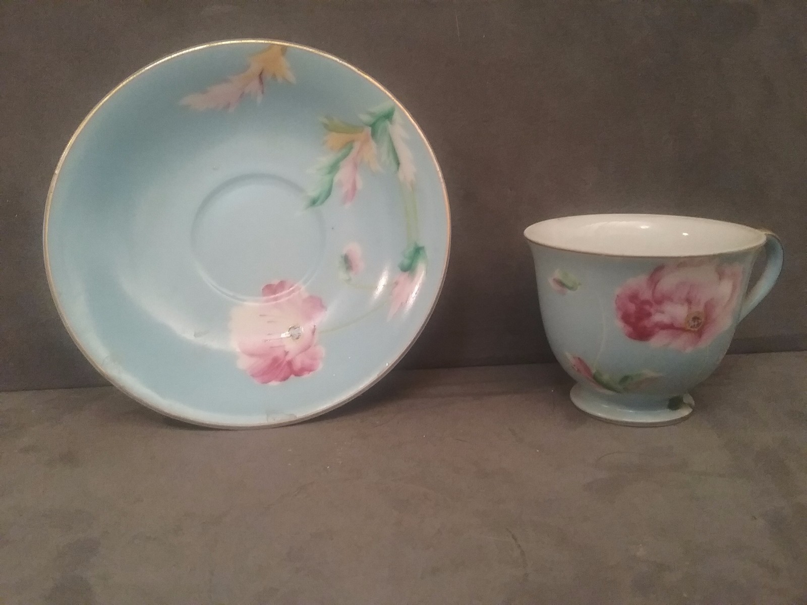 Handpainted Demitasse Cup + Saucer Made in Occupied Japan Hand-Painted